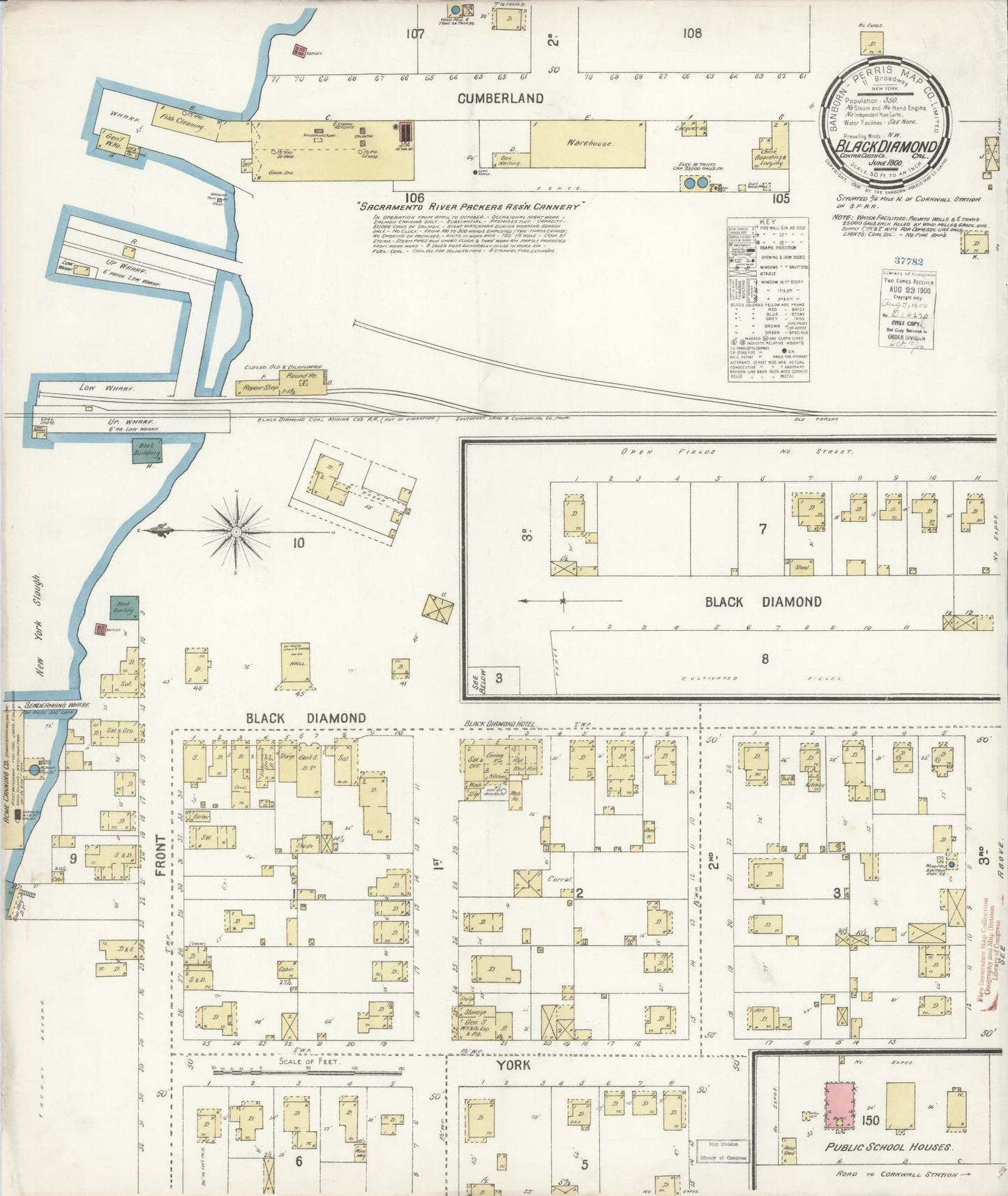 Sanborn Fire Insurance Map from Black Diamond, Contra Costa, California (1900), Sheet #0001 - Historic Sanborn Fire Insurance Map Print, vintage old map wall art, antique decor, genealogy gift, California California map