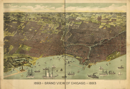 1893 grand view of Chicago. (1893) – Historic Bird’s-Eye View Panorama Print