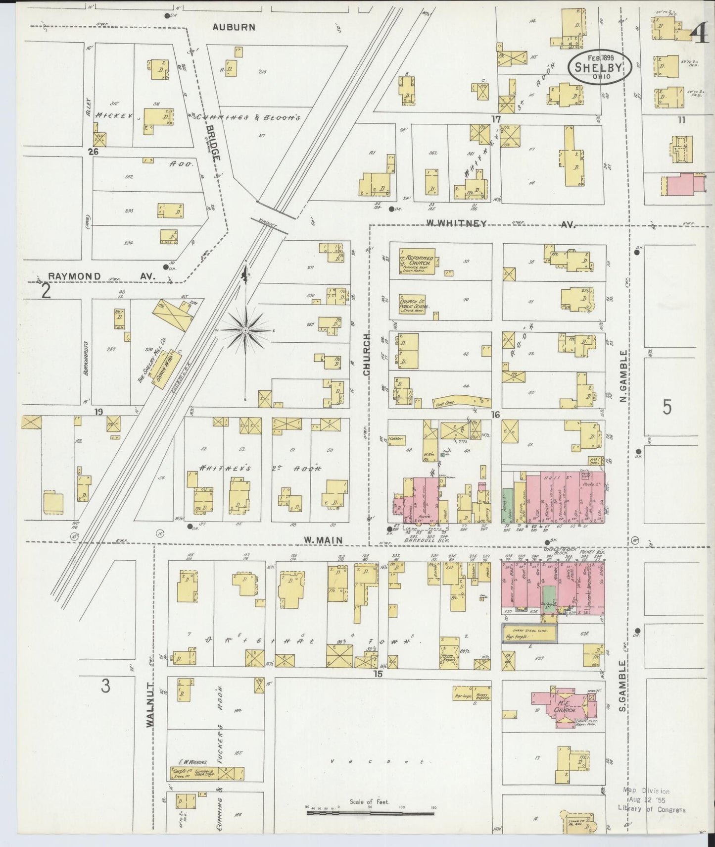 Sanborn Fire Insurance Map from Shelby, Richland County, Ohio (1899), Sheet #0004 - Historic Sanborn Fire Insurance Map Print, vintage old map wall art, antique decor, genealogy gift, Ohio Ohio map