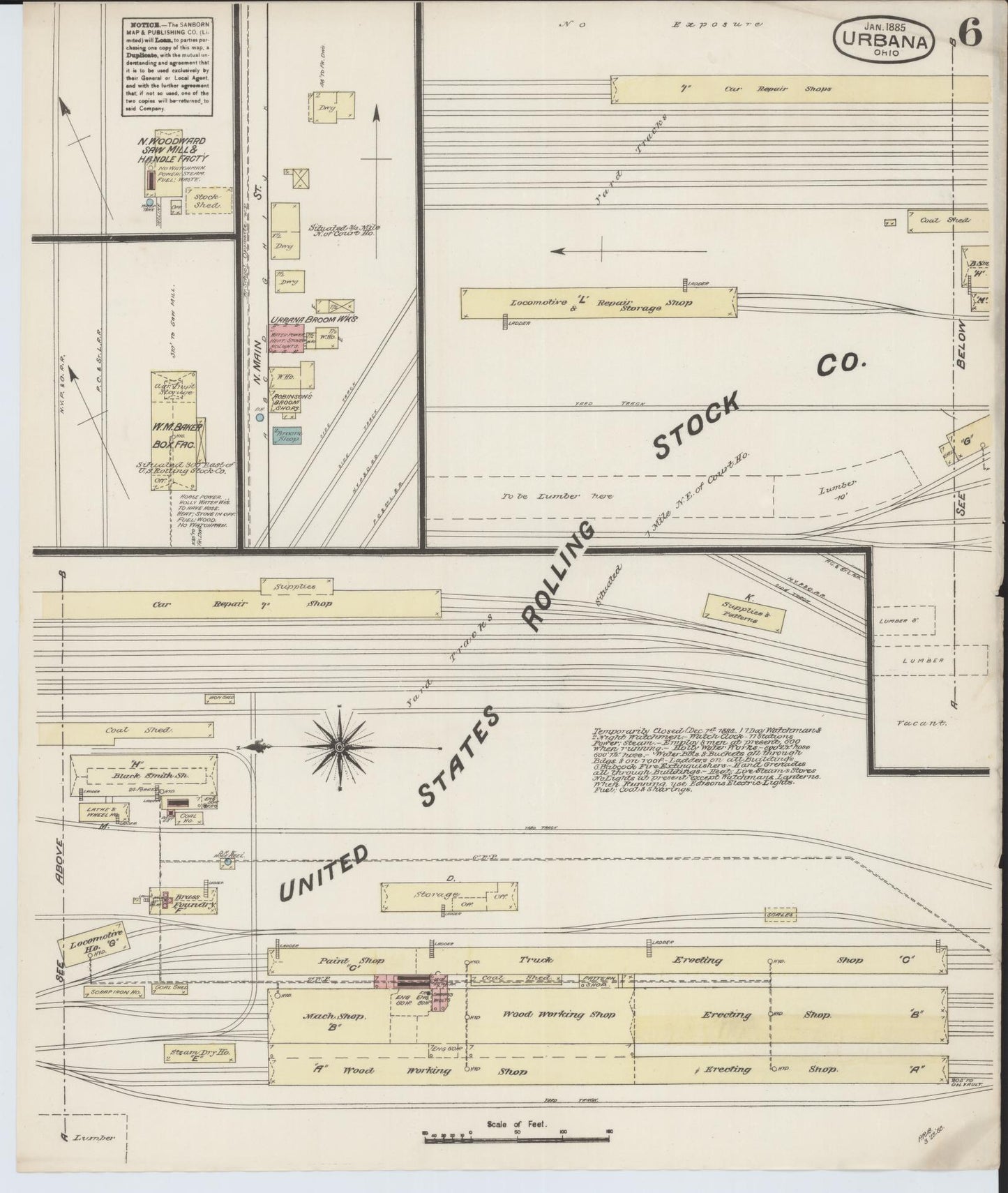 Sanborn Fire Insurance Map from Urbana, Champaign County, Ohio (1885), Sheet #0006 - Complete Map Set gallery image, historic Sanborn map, vintage wall art, Ohio Ohio