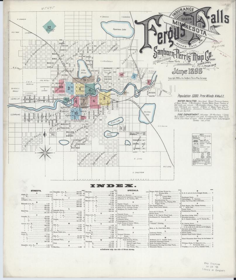 Sanborn Fire Insurance Map from Fergus Falls, Otter Tail County, Minnesota. (1896) – Map View