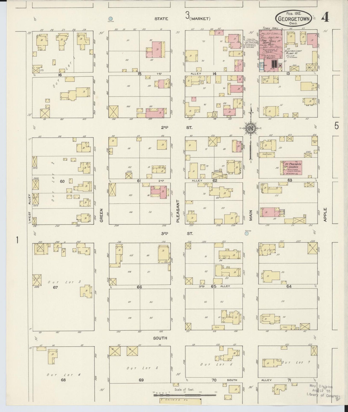 Sanborn Fire Insurance Map from Georgetown, Brown County, Ohio (1912), Sheet #0004 - Complete Map Set gallery image, historic Sanborn map, vintage wall art, Ohio Ohio
