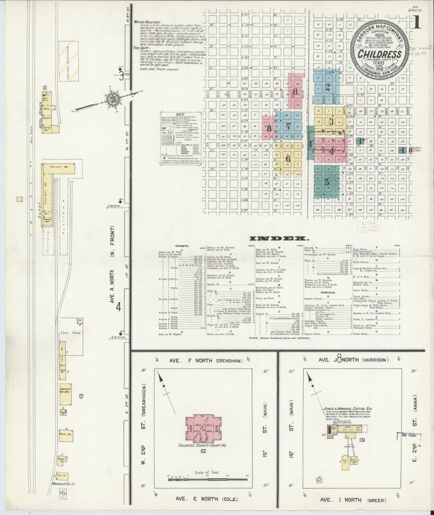Sanborn Fire Insurance Map from Childress, Childress County, Texas. (1912) – Historic Sanborn Fire Insurance Map Print