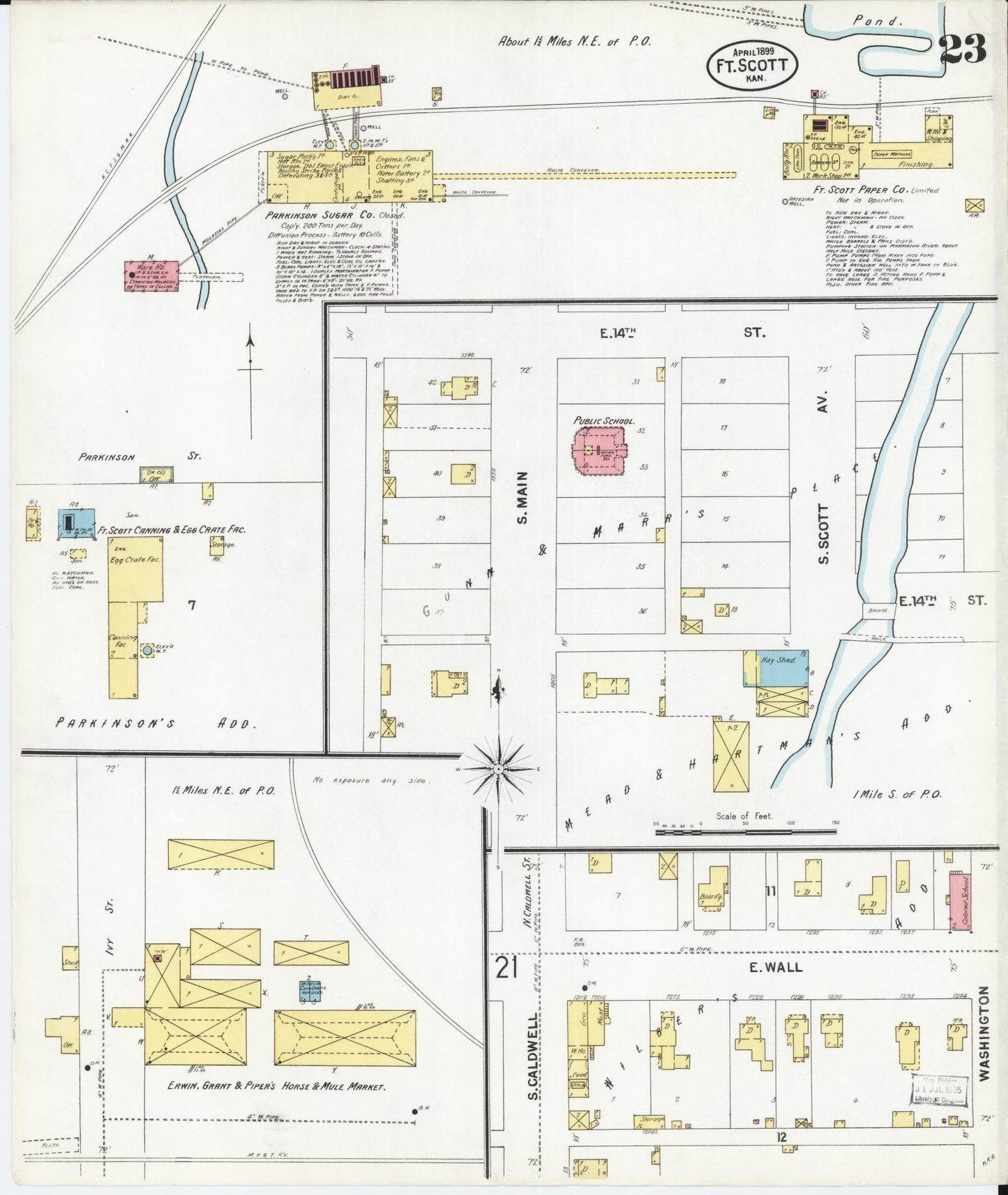 Sanborn Fire Insurance Map from Fort Scott, Bourbon County, Kansas (1899), Sheet #0023 - Historic Sanborn Fire Insurance Map Print, vintage old map wall art, antique decor, genealogy gift, Kansas Kansas map