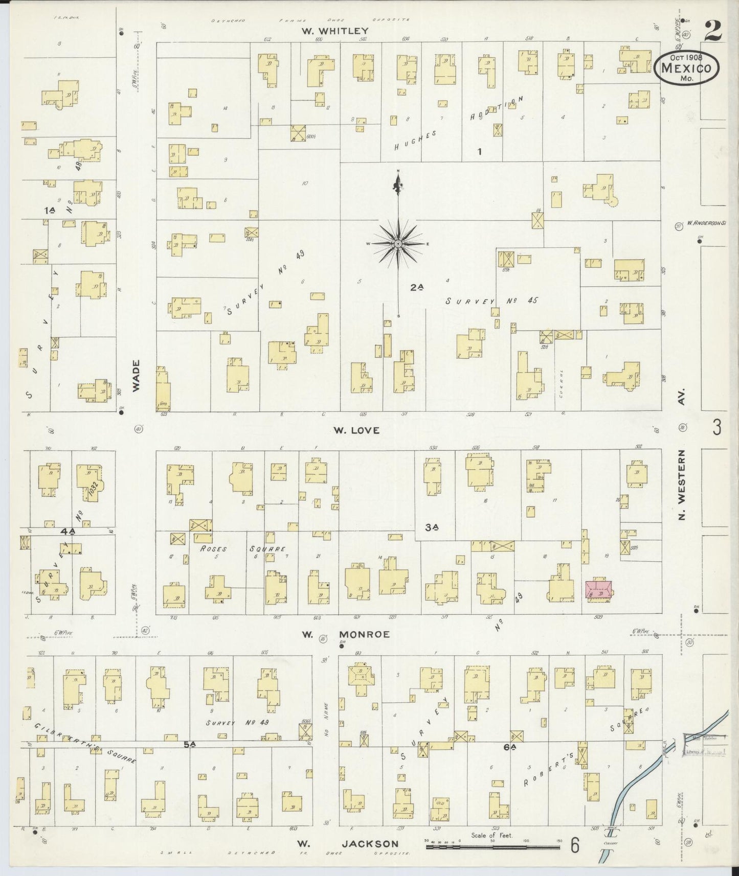 Sanborn Fire Insurance Map from Mexico, Audrain County, Missouri (1908), Sheet #0002 - Historic Sanborn Fire Insurance Map Print, vintage old map wall art, antique decor, genealogy gift, Missouri Missouri map