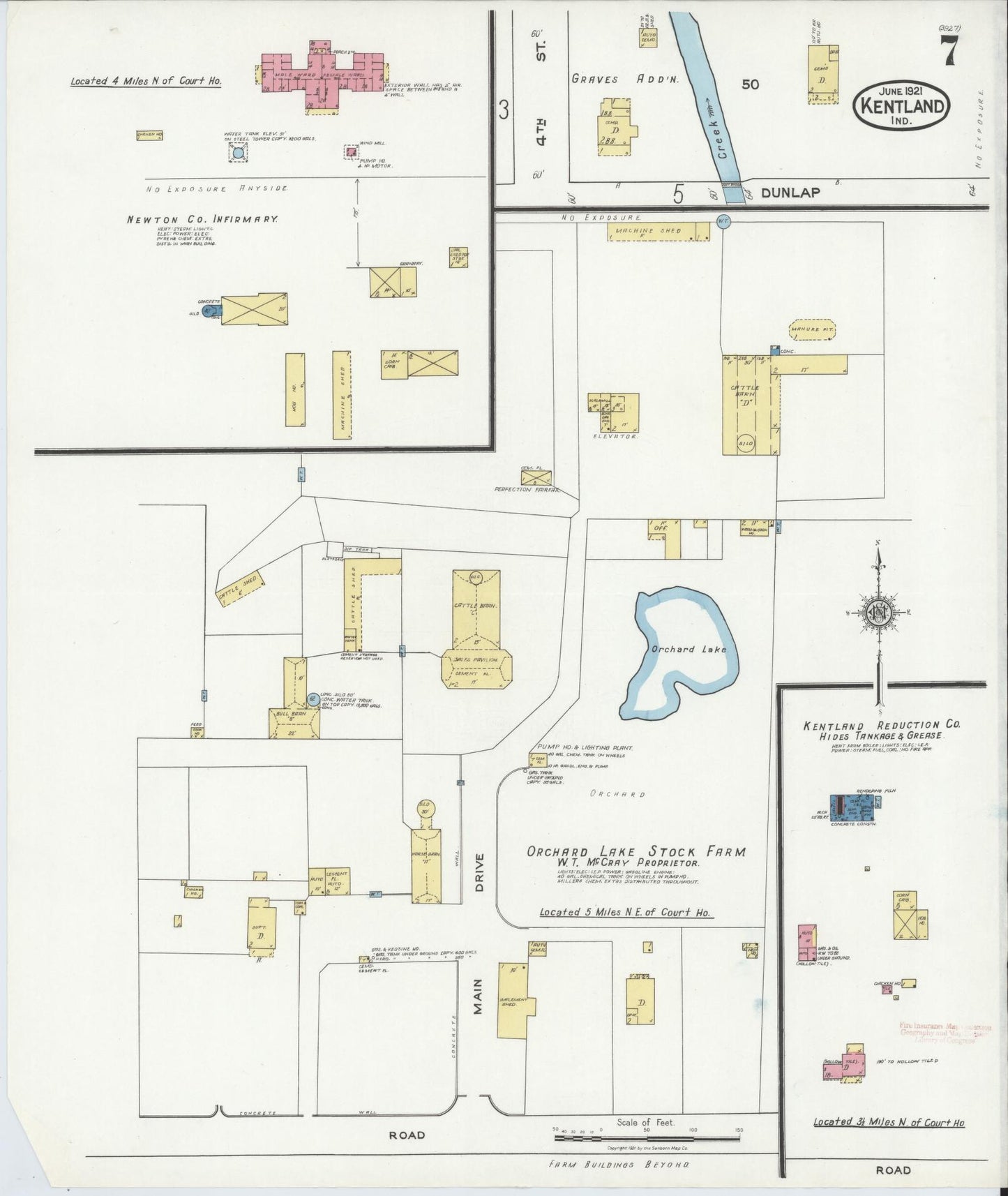 Sanborn Fire Insurance Map from Kentland, Newton County, Indiana (1921), Sheet #0007 - Complete Map Set gallery image, historic Sanborn map, vintage wall art, Indiana Indiana