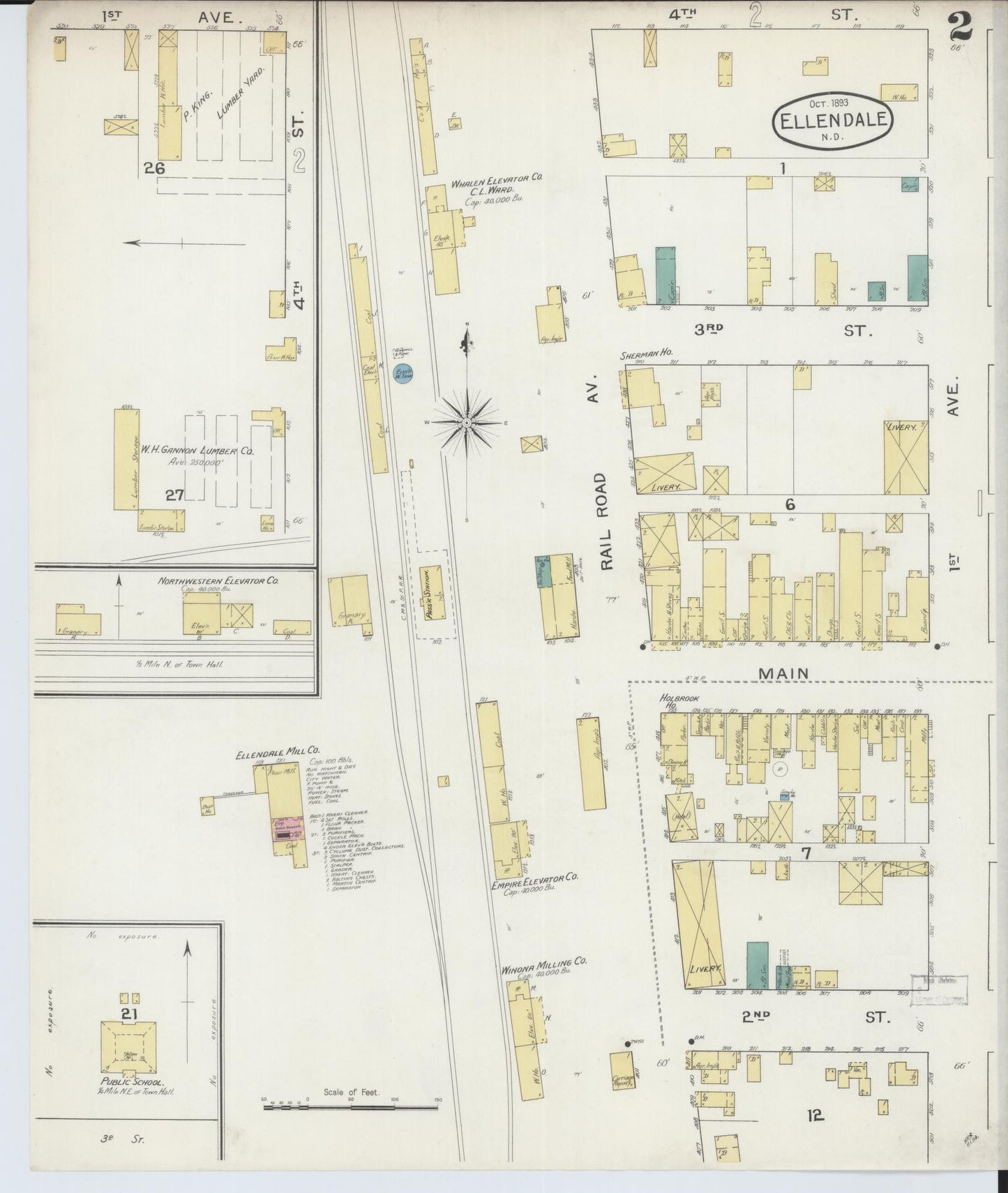 Sanborn Fire Insurance Map from Ellendale, Dickey County, North Dakota (1893), Sheet #0002 - Historic Sanborn Fire Insurance Map Print, vintage old map wall art, antique decor, genealogy gift, North Dakota North Dakota map