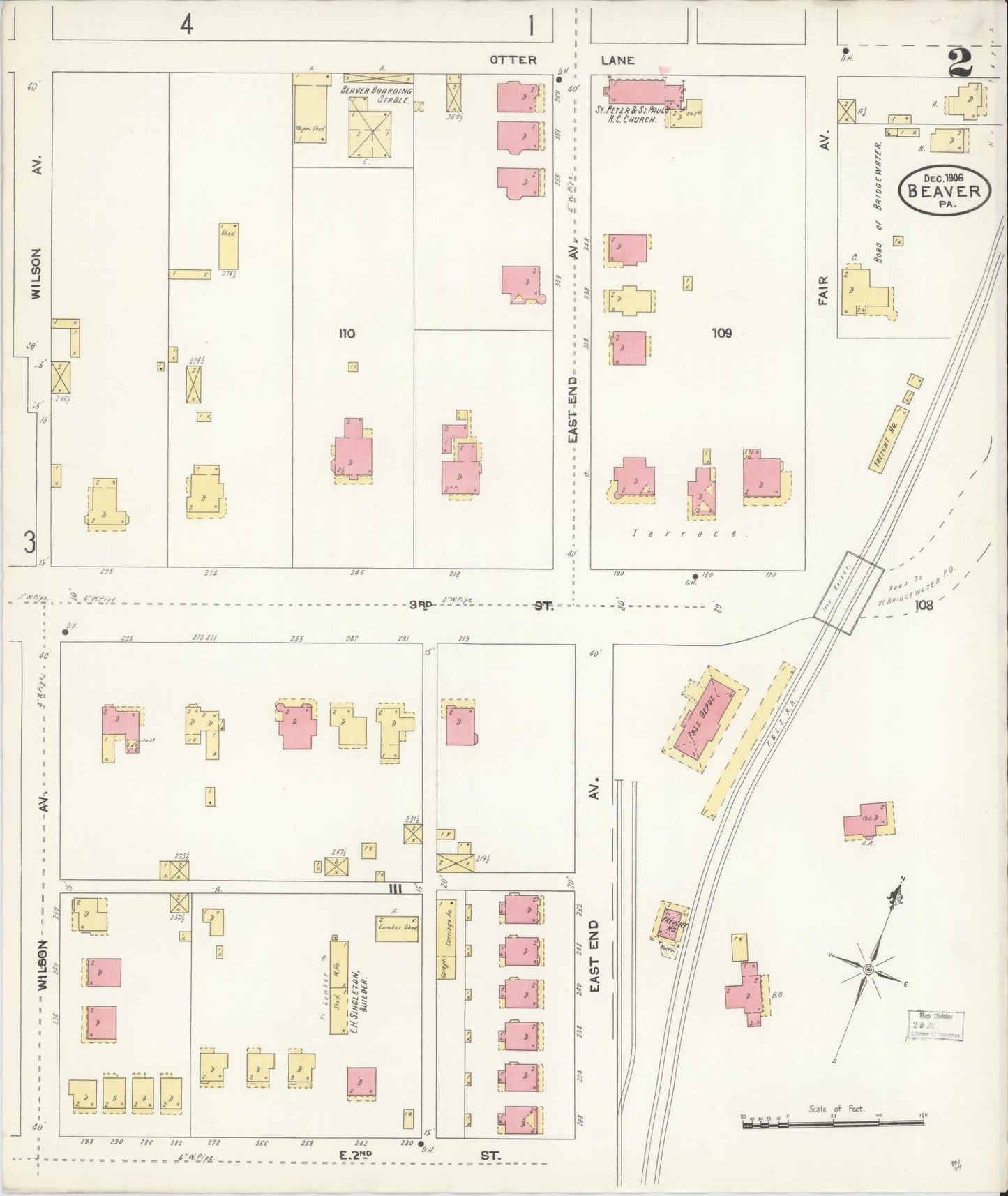 Sanborn Fire Insurance Map from Beaver, Beaver County, Pennsylvania (1906), Sheet #0002 - Historic Sanborn Fire Insurance Map Print, vintage old map wall art, antique decor, genealogy gift, Pennsylvania Pennsylvania map