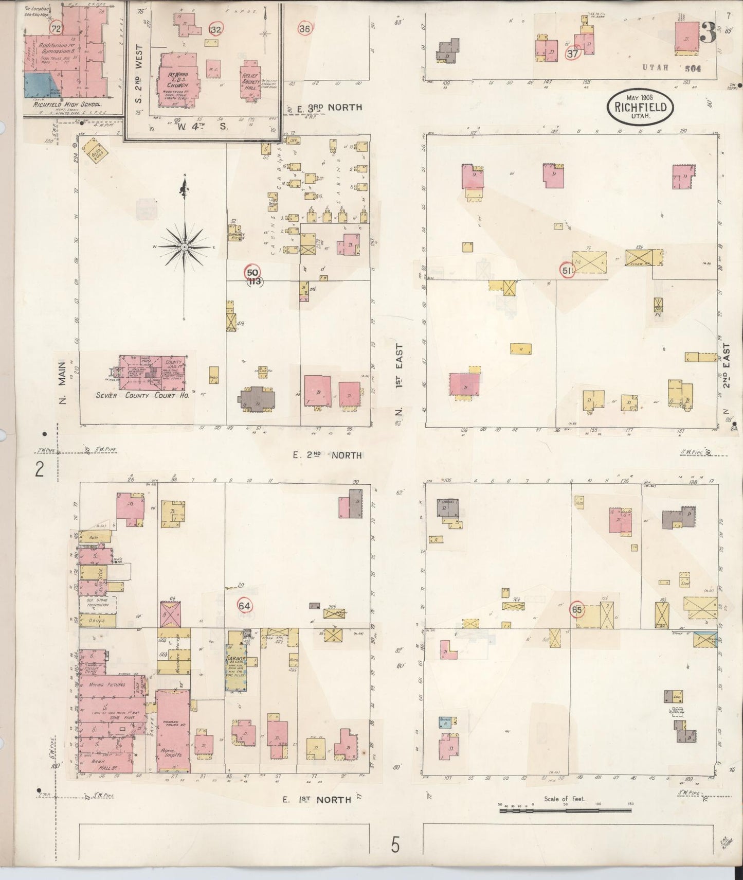 Sanborn Fire Insurance Map from Richfield, Sevier County, Utah (1930), Sheet #0003 - Historic Sanborn Fire Insurance Map Print, vintage old map wall art, antique decor, genealogy gift, Utah Utah map