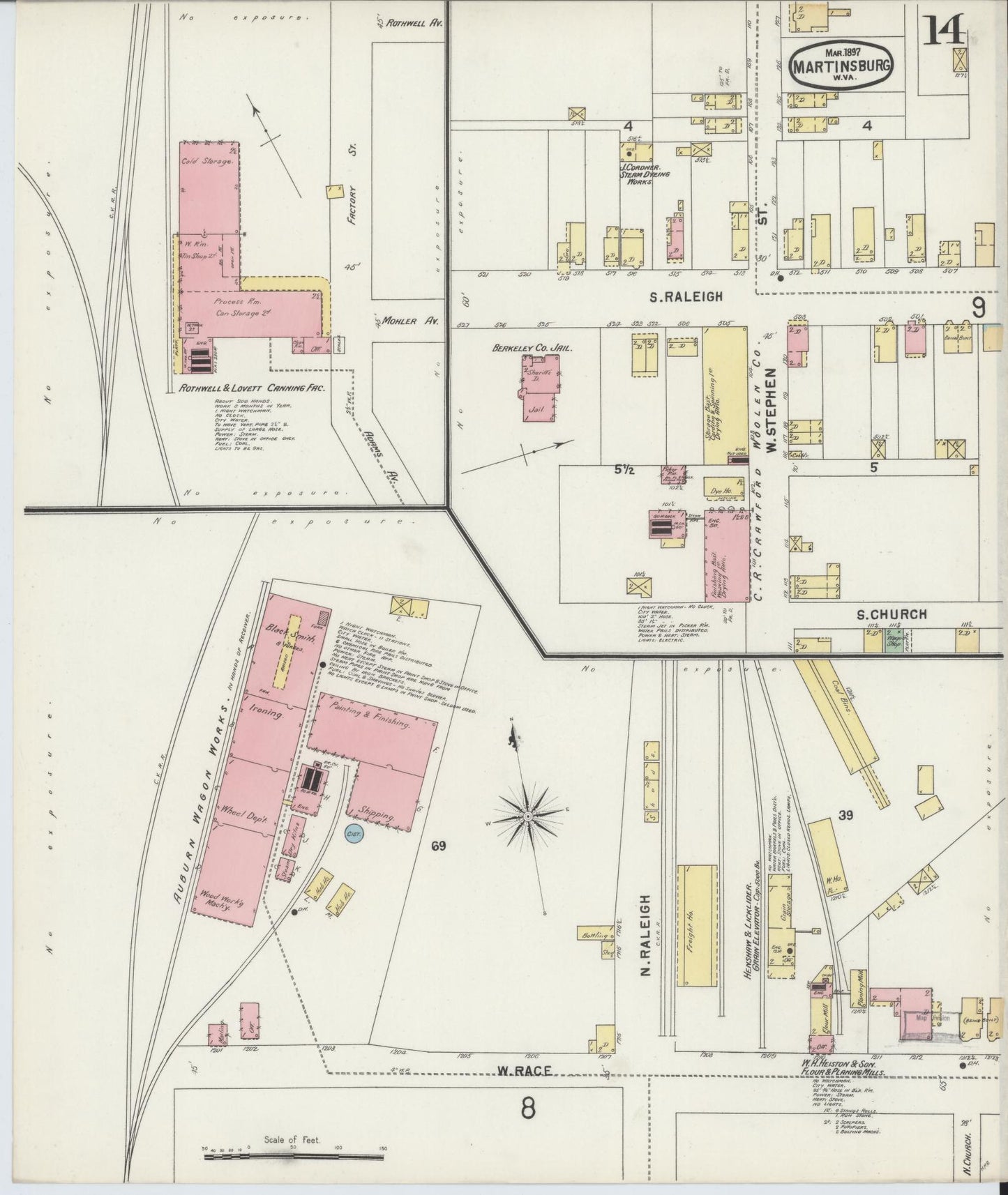 Sanborn Fire Insurance Map from Martinsburg, Berkeley County, West Virginia (1897), Sheet #0014 - Complete Map Set gallery image, historic Sanborn map, vintage wall art, West Virginia West Virginia