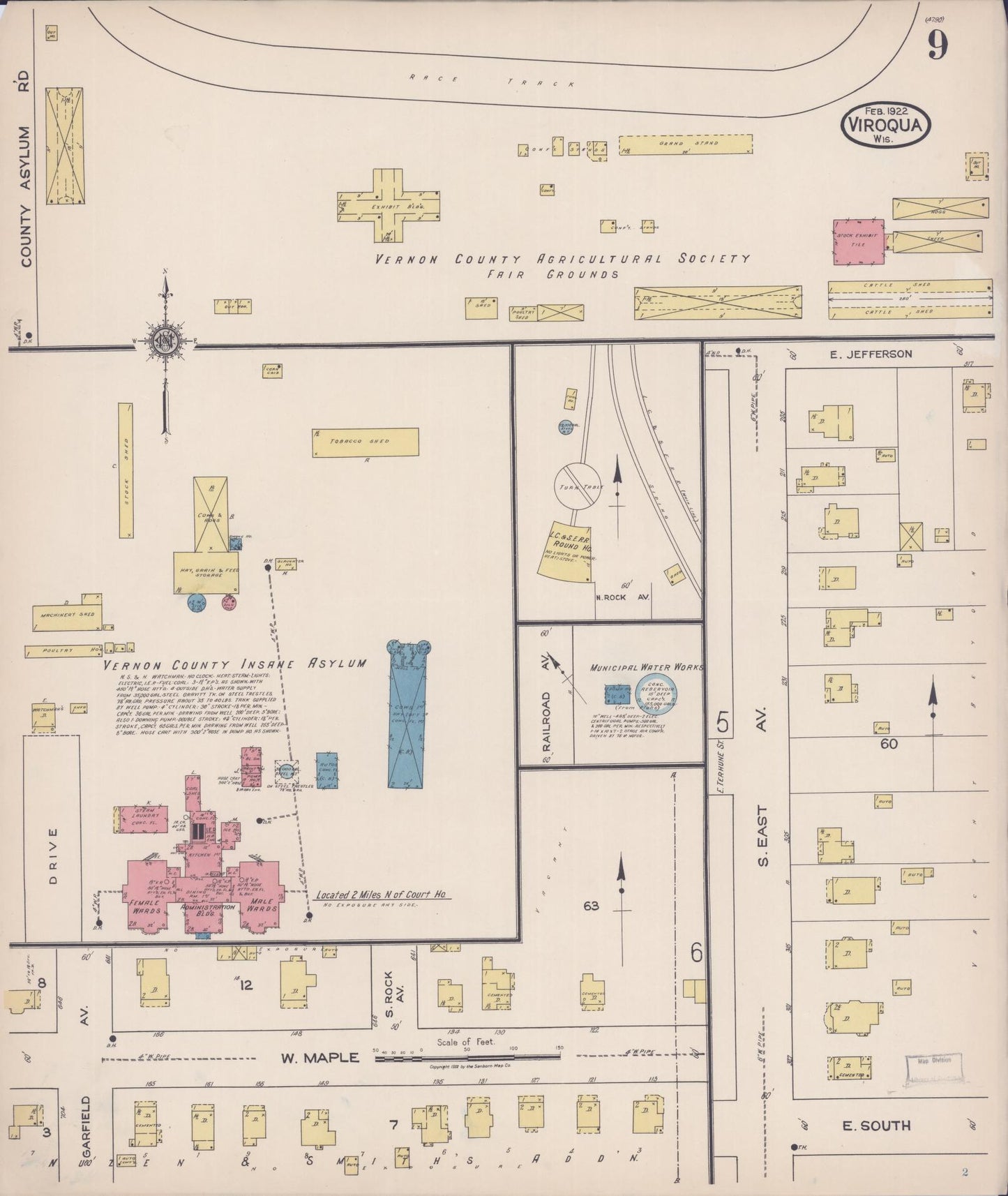 Sanborn Fire Insurance Map from Viroqua, Vernon County, Wisconsin (1922), Sheet #0009 - Complete Map Set gallery image, historic Sanborn map, vintage wall art, Wisconsin Wisconsin
