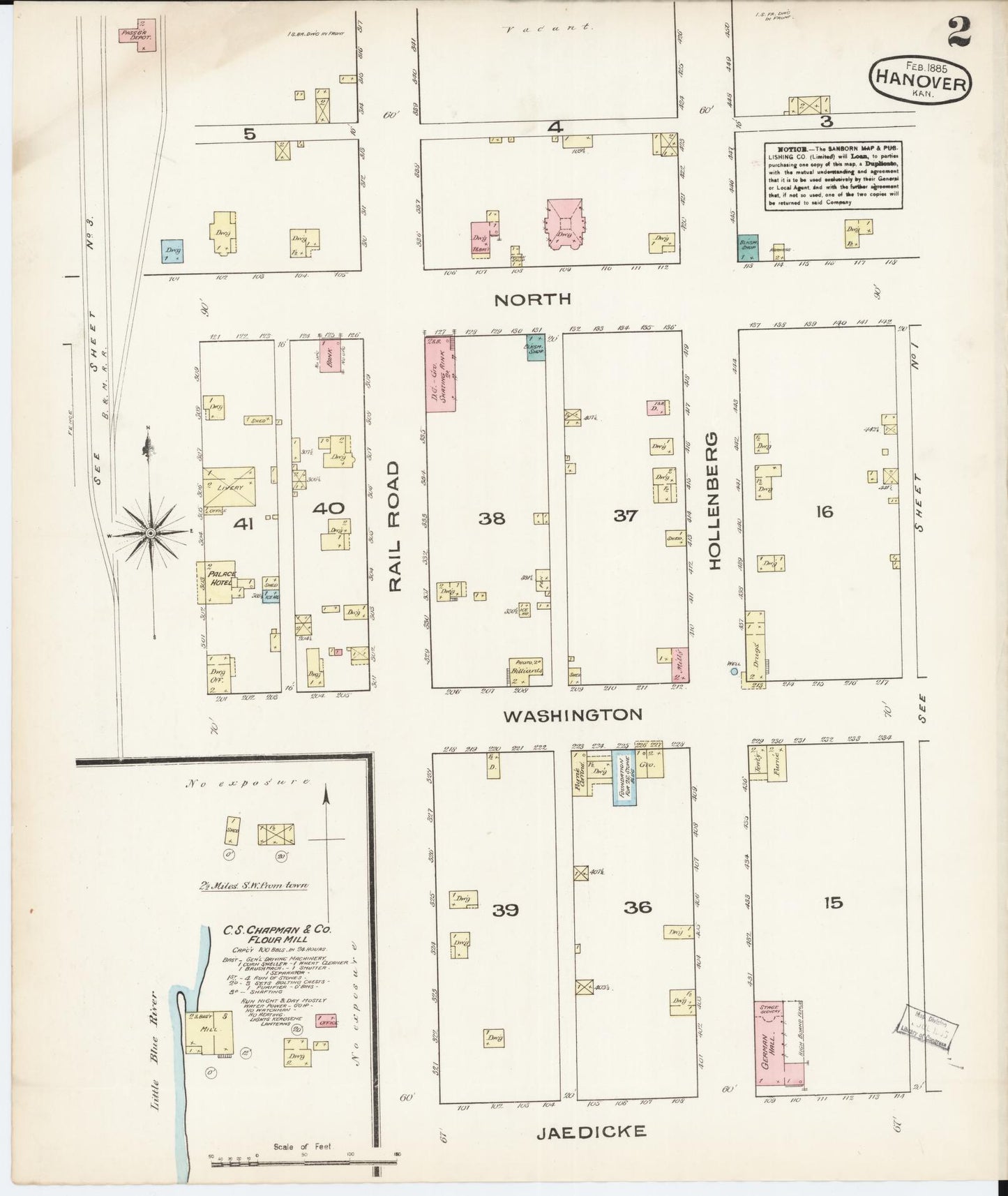Sanborn Fire Insurance Map from Hanover, Washington County, Kansas (1885), Sheet #0002 - Historic Sanborn Fire Insurance Map Print, vintage old map wall art, antique decor, genealogy gift, Kansas Kansas map