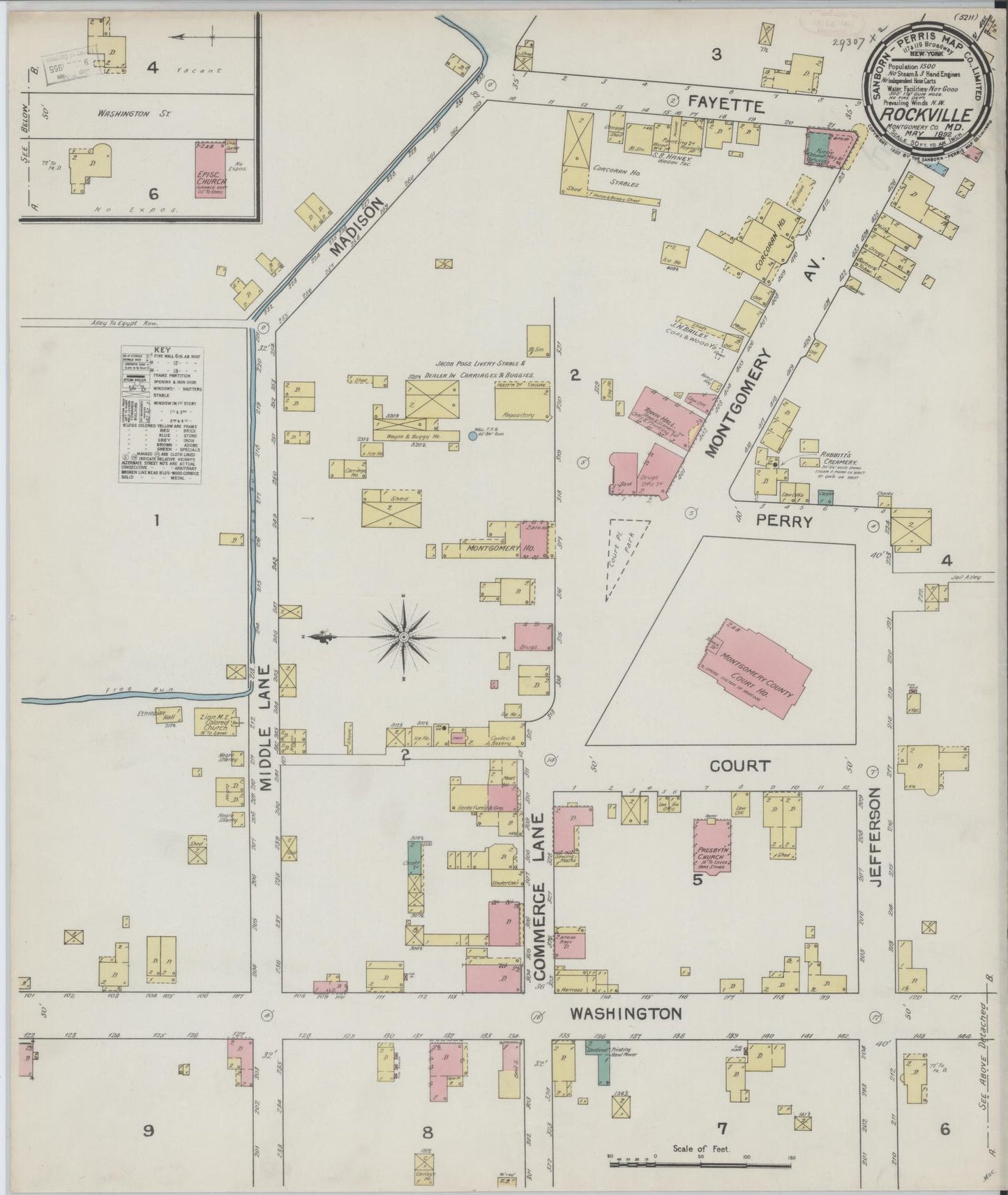 Sanborn Fire Insurance Map from Rockville, Montgomery County, Maryland. (1892) – Historic Sanborn Fire Insurance Map Print