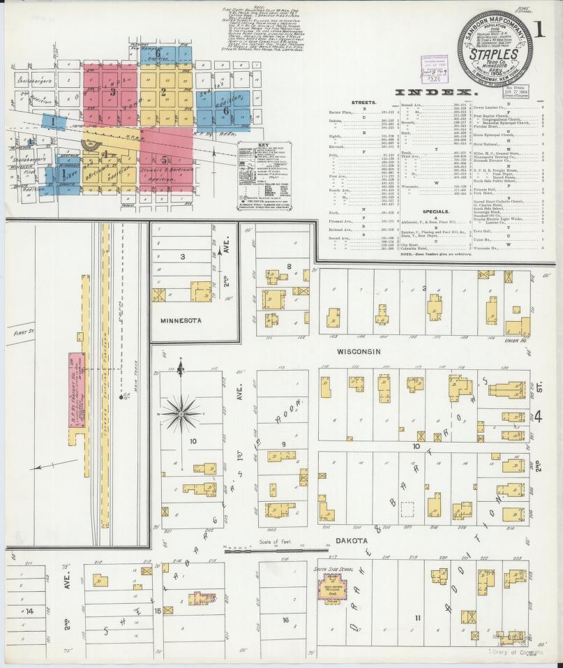Sanborn Fire Insurance Map from Staples, Todd County, Minnesota. (1904) – Map View