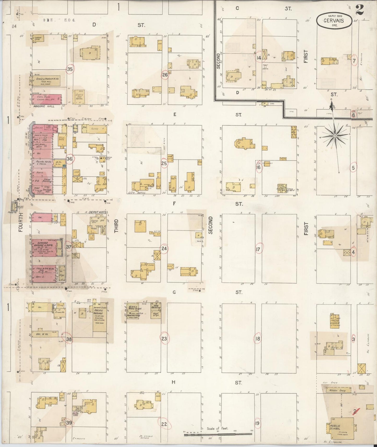 Sanborn Fire Insurance Map from Gervais, Marion County, Oregon (1928), Sheet #0002 - Complete Map Set gallery image, historic Sanborn map, vintage wall art, Oregon Oregon