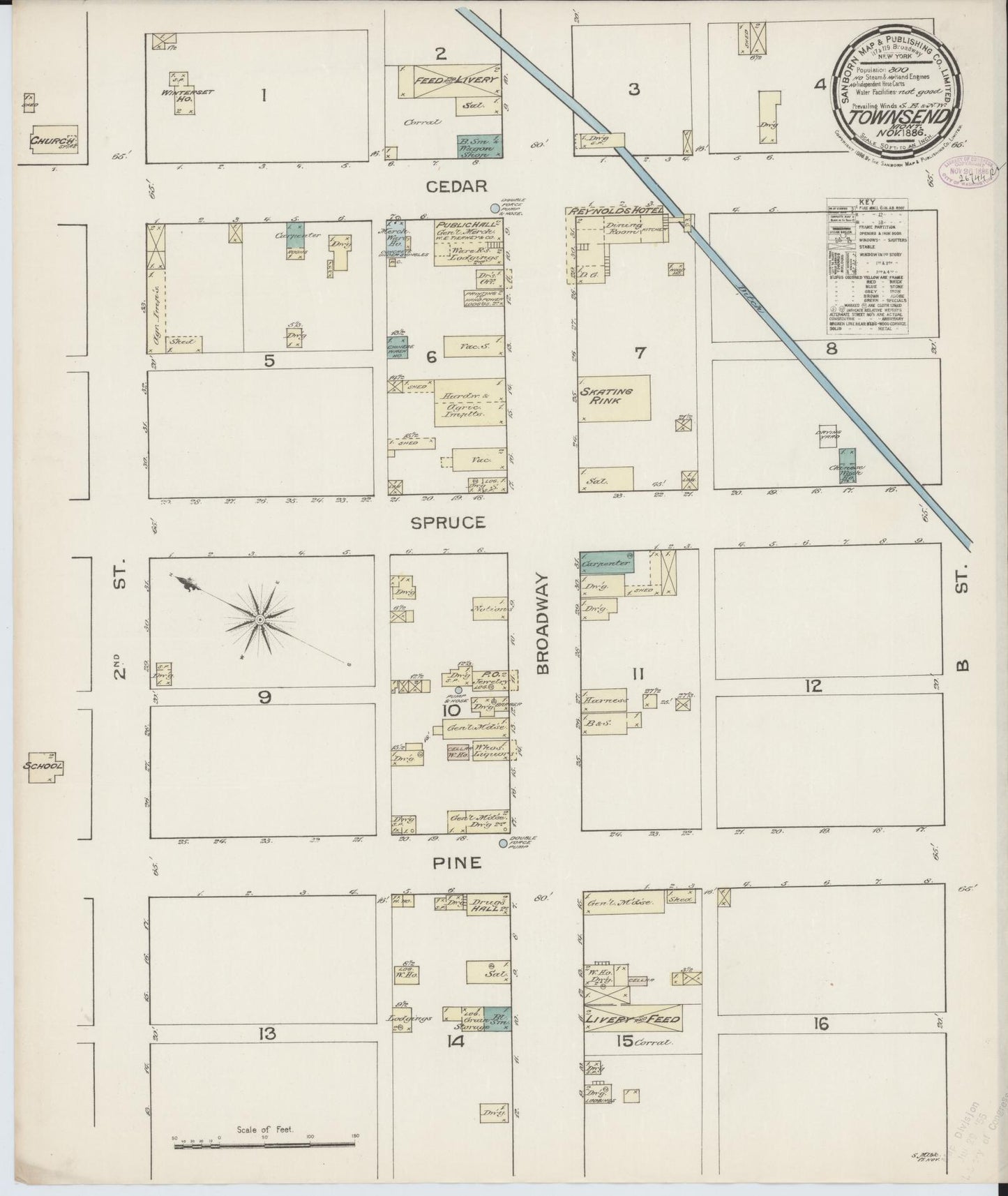 Sanborn Fire Insurance Map from Townsend, Broadwater County, Montana (1886), Sheet #0001 - Historic Sanborn Fire Insurance Map Print, vintage old map wall art, antique decor, genealogy gift, Montana Montana map