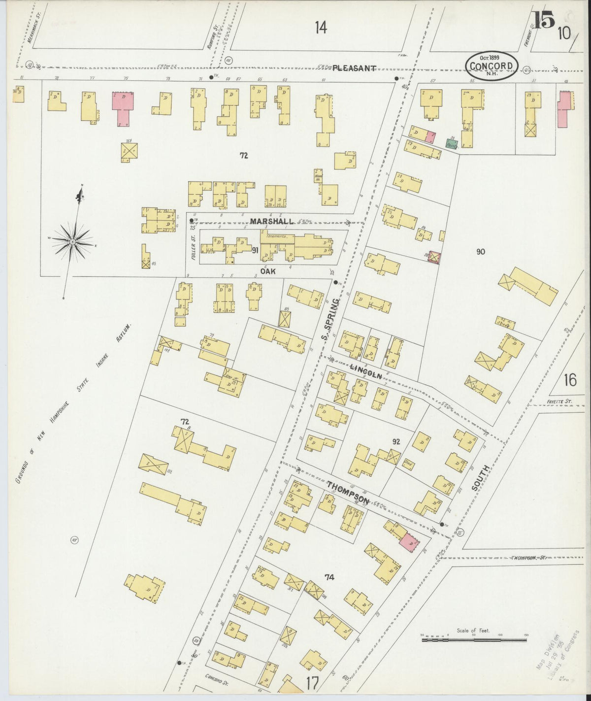 Sanborn Fire Insurance Map from Concord, Merrimack County, New Hampshire (1899), Sheet #0015 - Historic Sanborn Fire Insurance Map Print, vintage old map wall art, antique decor, genealogy gift, New Hampshire New Hampshire map