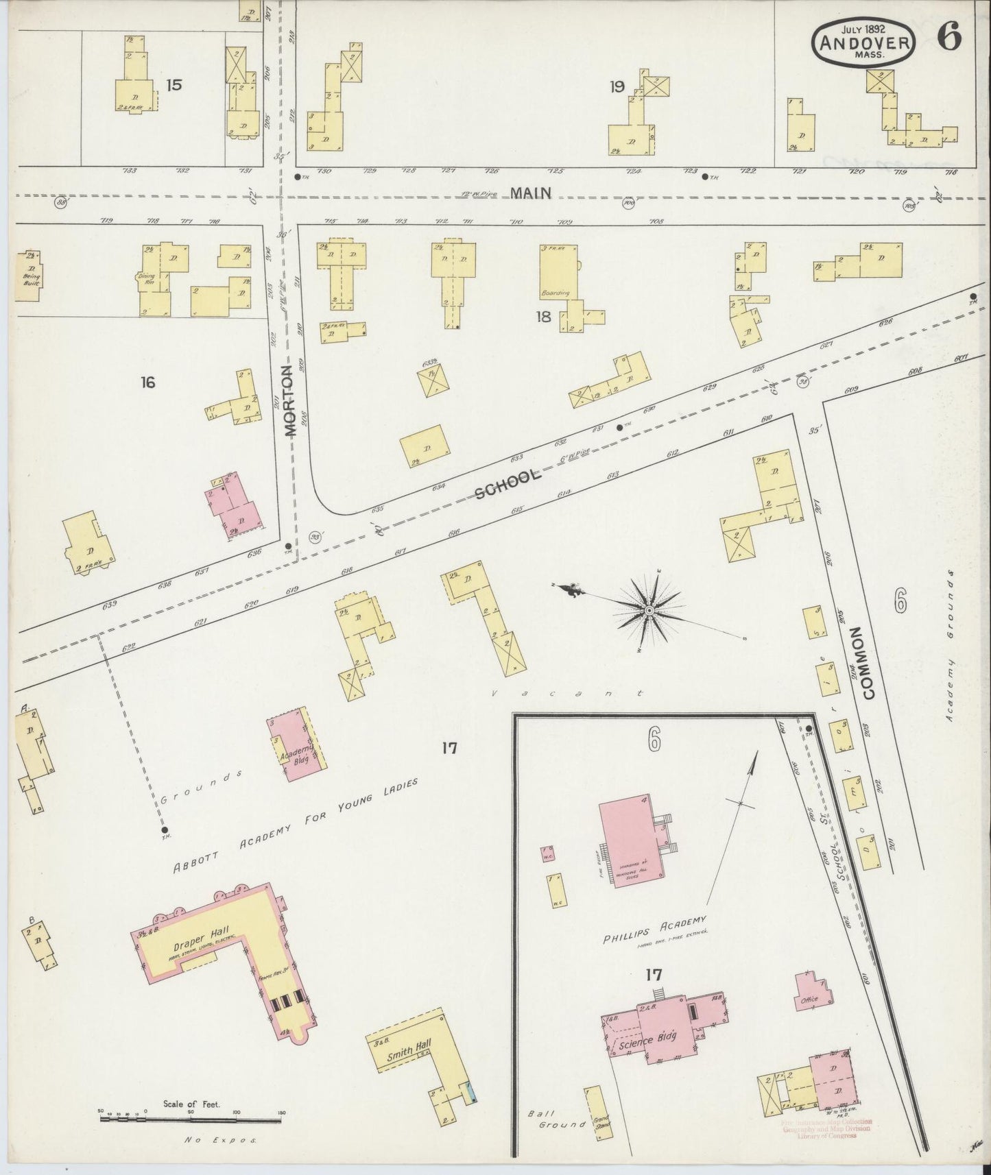 Sanborn Fire Insurance Map from Andover, Essex County, Massachusetts (1892), Sheet #0006 - Complete Map Set gallery image, historic Sanborn map, vintage wall art, Massachusetts Massachusetts