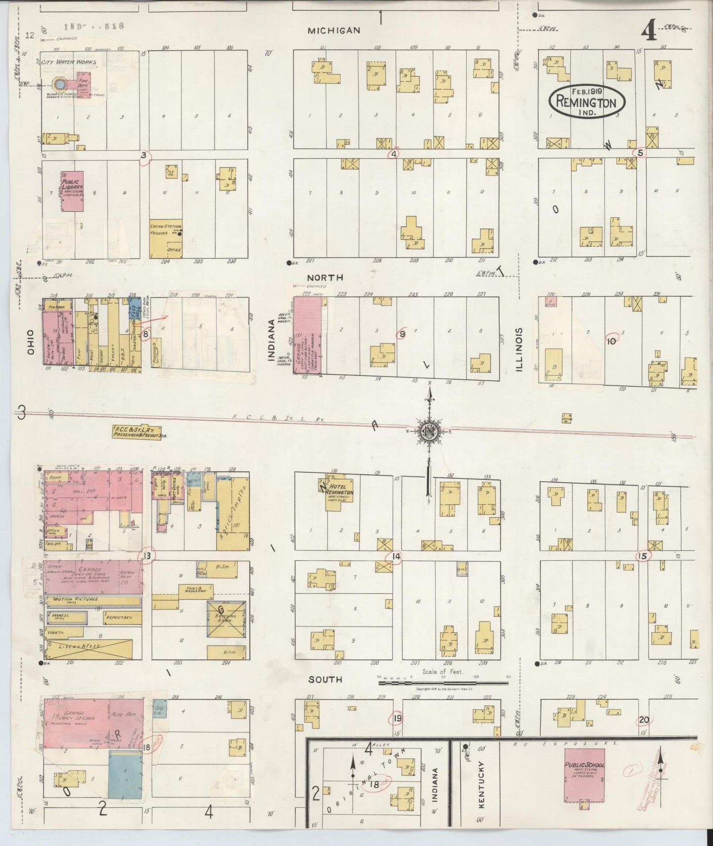 Sanborn Fire Insurance Map from Remington, Jasper County, Indiana (1932), Sheet #0004 - Complete Map Set gallery image, historic Sanborn map, vintage wall art, Indiana Indiana