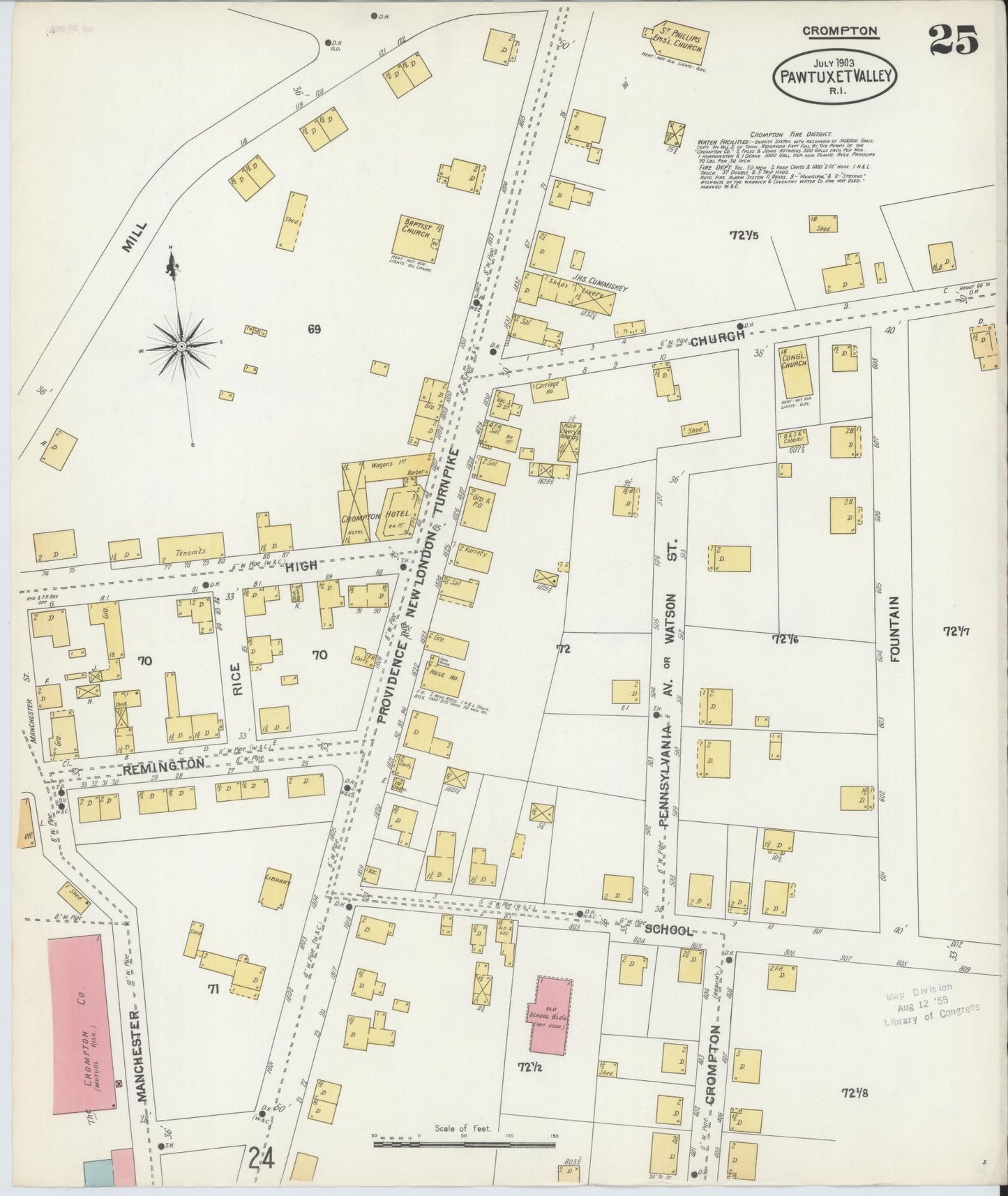 Sanborn Fire Insurance Map from Pawtuxet Valley, Kent and Providence Counties, Rhode Island (1903), Sheet #0025 - Historic Sanborn Fire Insurance Map Print, vintage old map wall art, antique decor, genealogy gift, Washington Washington map