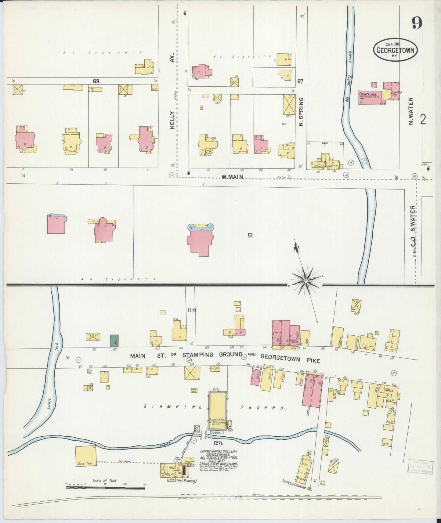 Sanborn Fire Insurance Map from Georgetown, Scott County, Kentucky (1901), Sheet #0009 - Complete Map Set gallery image, historic Sanborn map, vintage wall art, Kentucky Kentucky