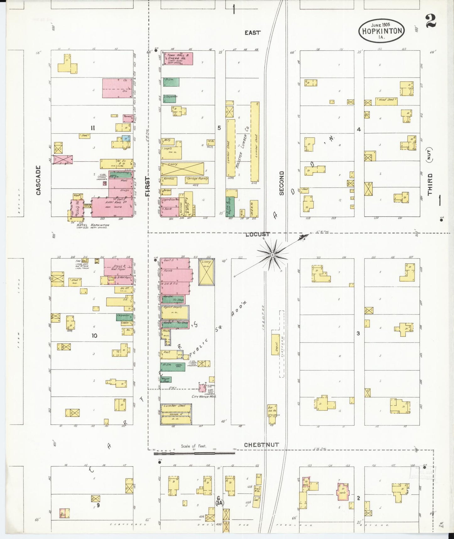 Sanborn Fire Insurance Map from Hopkinton, Delaware County, Iowa (1905), Sheet #0002 - Complete Map Set gallery image, historic Sanborn map, vintage wall art, Hopkinton Delaware