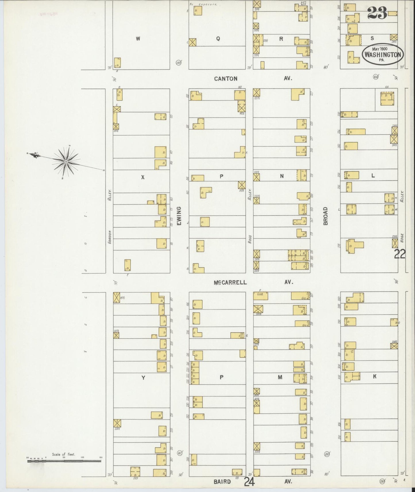 Sanborn Fire Insurance Map from Washington, Washington County, Pennsylvania (1900), Sheet #0023 - Historic Sanborn Fire Insurance Map Print, vintage old map wall art, antique decor, genealogy gift, Sanborn Fire Insurance Map from Washington Washington map
