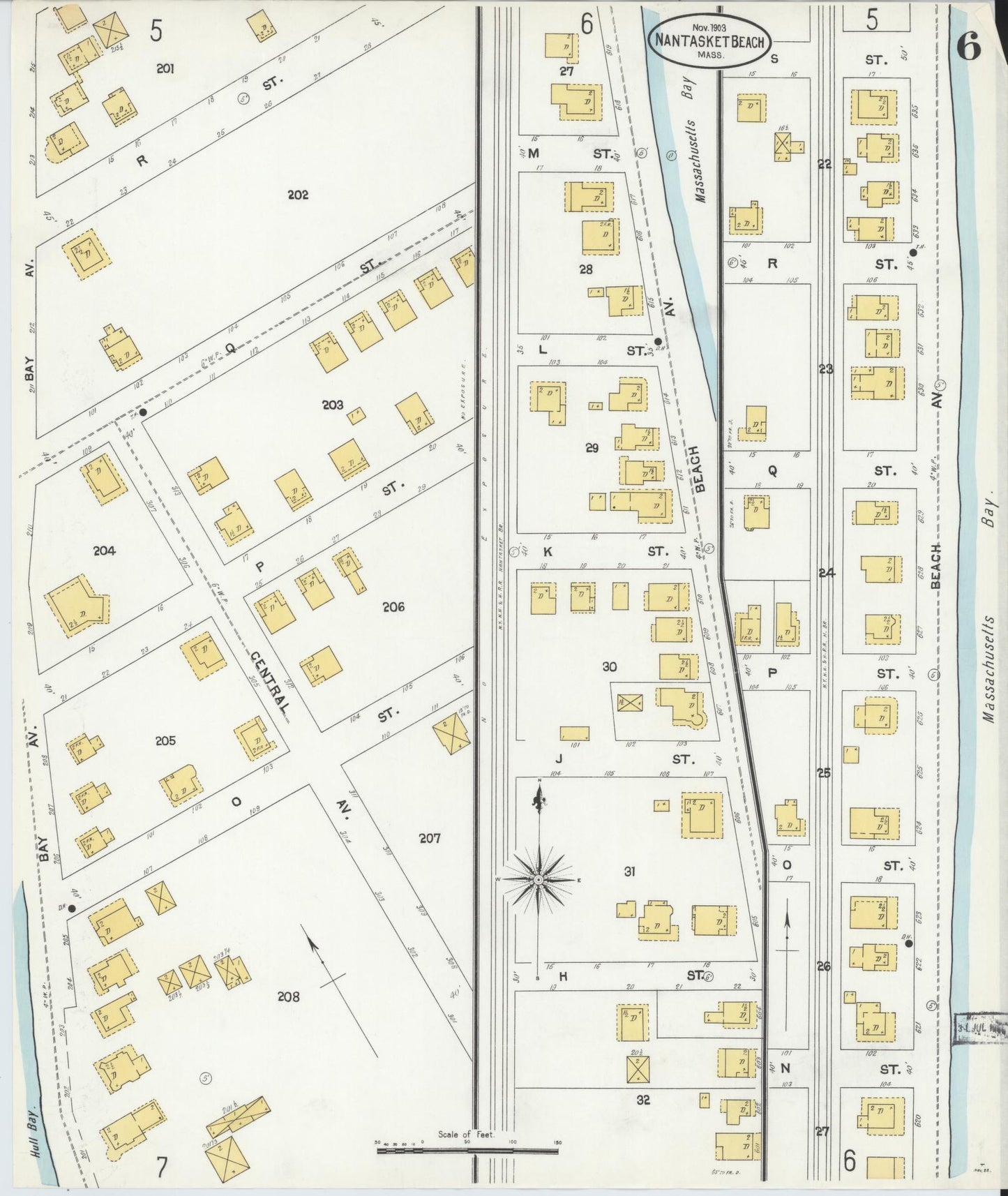 Sanborn Fire Insurance Map from Nantasket Beach, Plymouth County, Massachusetts (1903), Sheet #0006 - Historic Sanborn Fire Insurance Map Print, vintage old map wall art, antique decor, genealogy gift, Massachusetts Massachusetts map