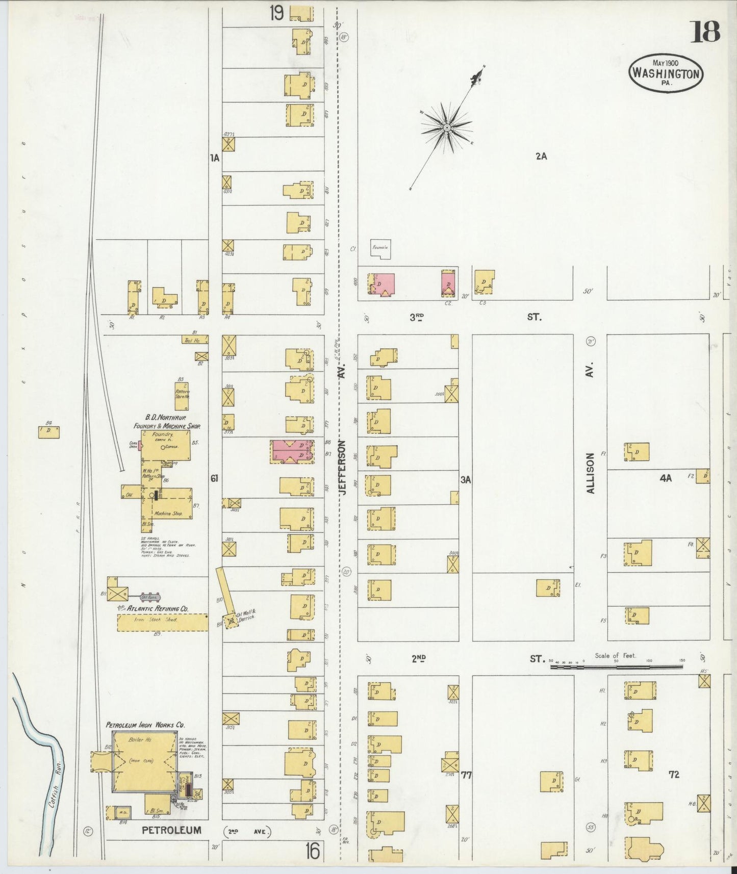 Sanborn Fire Insurance Map from Washington, Washington County, Pennsylvania (1900), Sheet #0018 - Historic Sanborn Fire Insurance Map Print, vintage old map wall art, antique decor, genealogy gift, Sanborn Fire Insurance Map from Washington Washington map