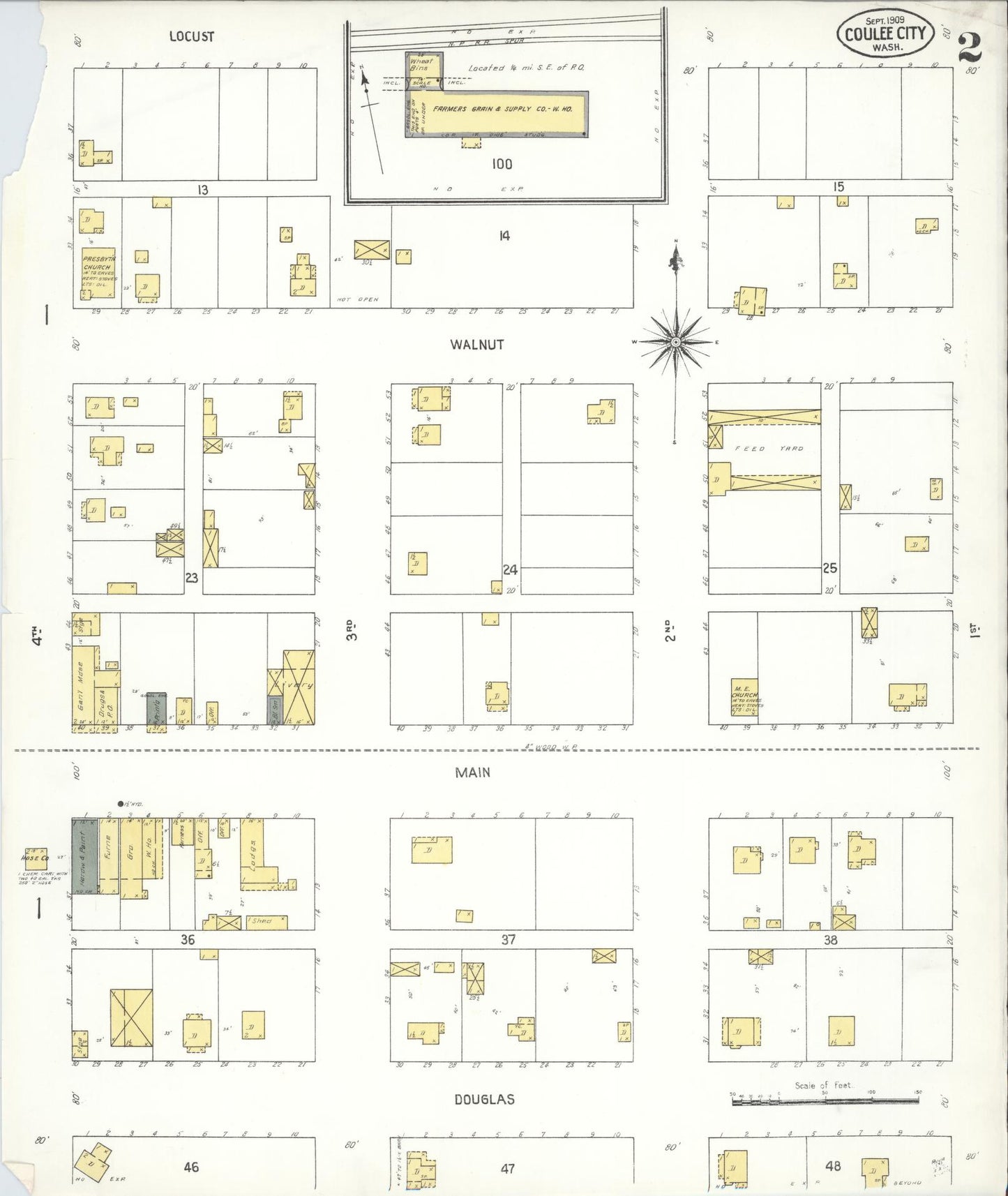 Sanborn Fire Insurance Map from Coulee City, Grant County, Washington (1909), Sheet #0002 - Complete Map Set gallery image, historic Sanborn map, vintage wall art, Washington Washington