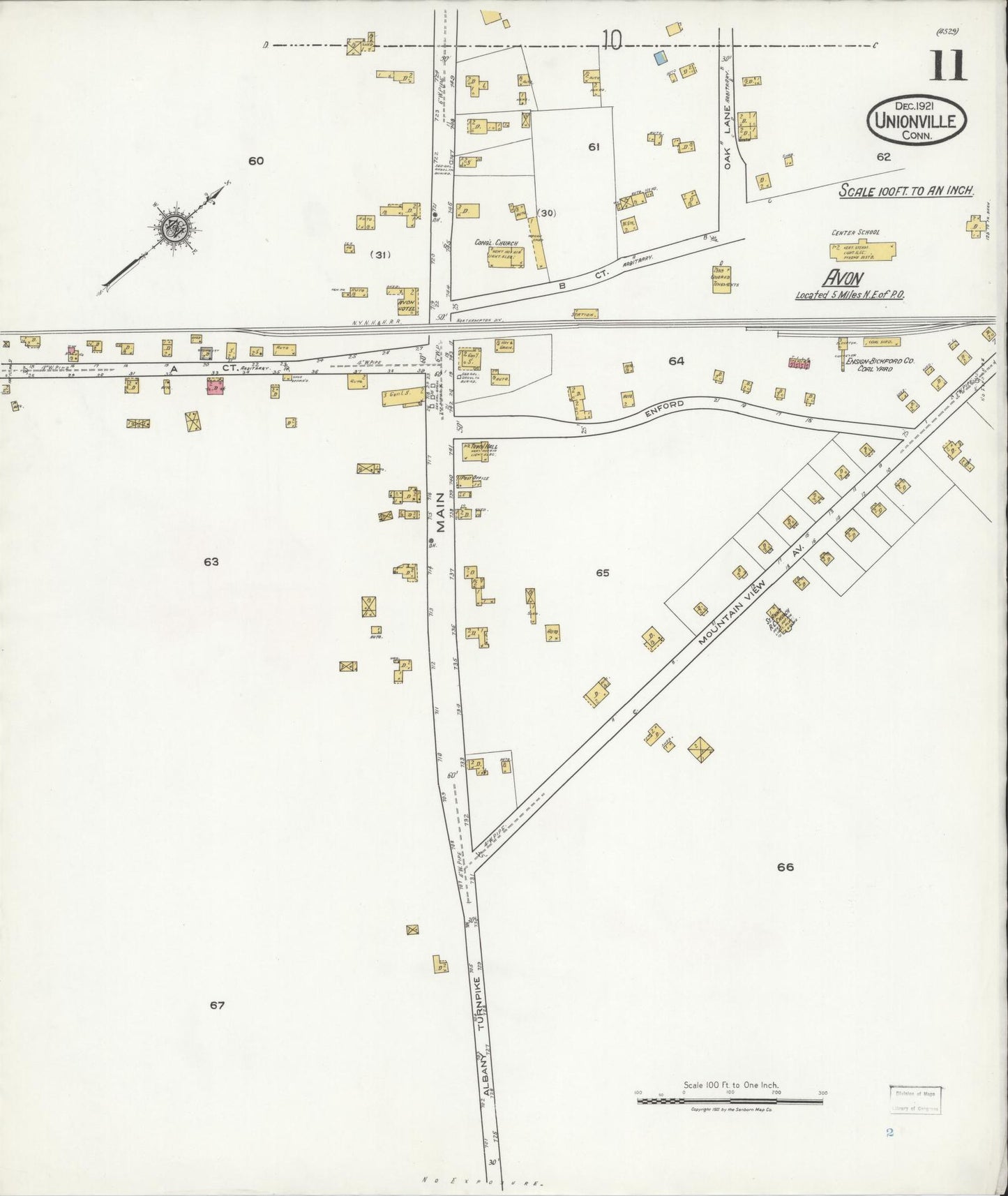 Sanborn Fire Insurance Map from Unionville, Hartford County, Connecticut (1921), Sheet #0011 - Complete Map Set gallery image, historic Sanborn map, vintage wall art, Connecticut Connecticut
