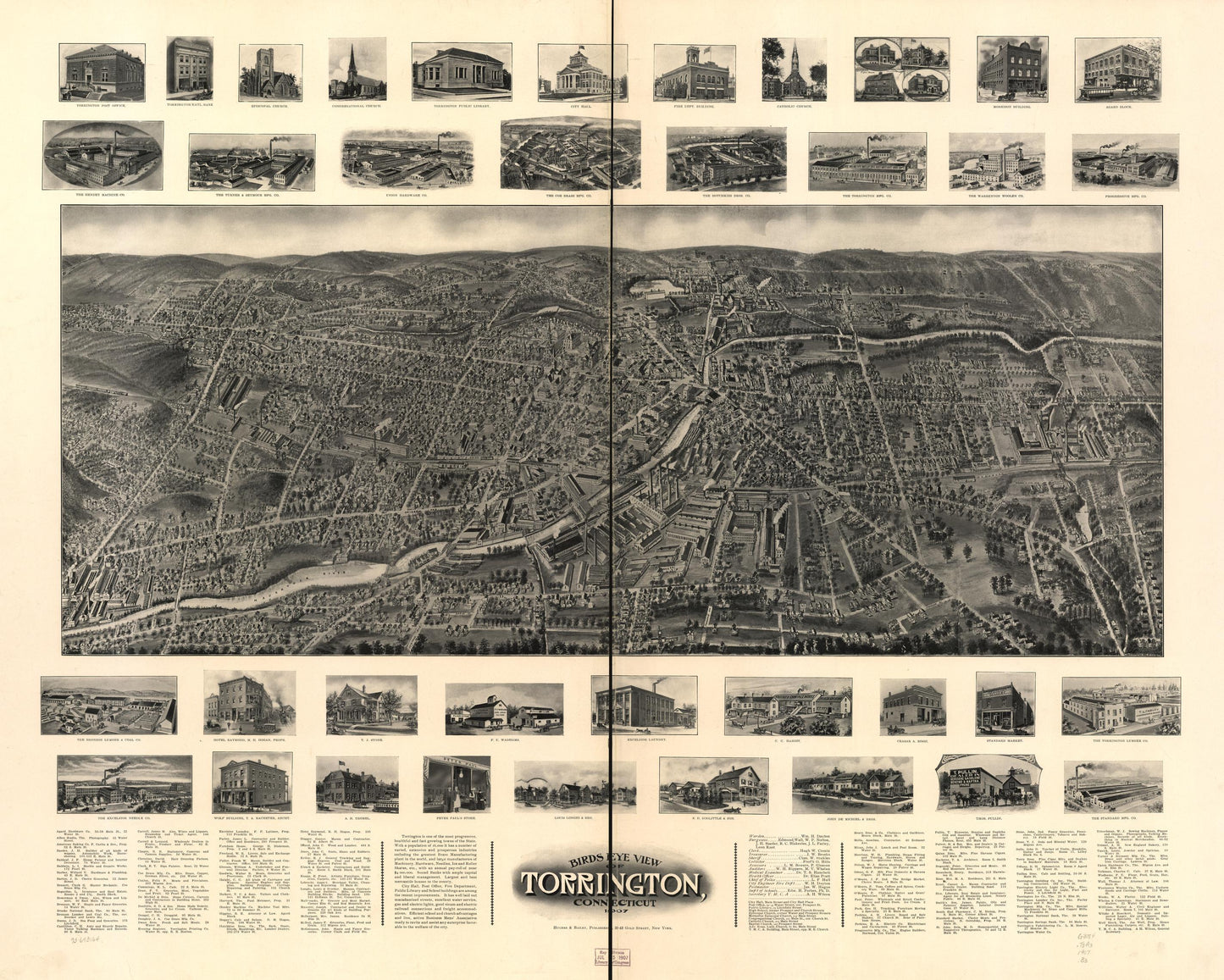 Bird's eye view of Torrington, Connecticut 1907. (1907) – Historic Bird’s-Eye View Panorama Print