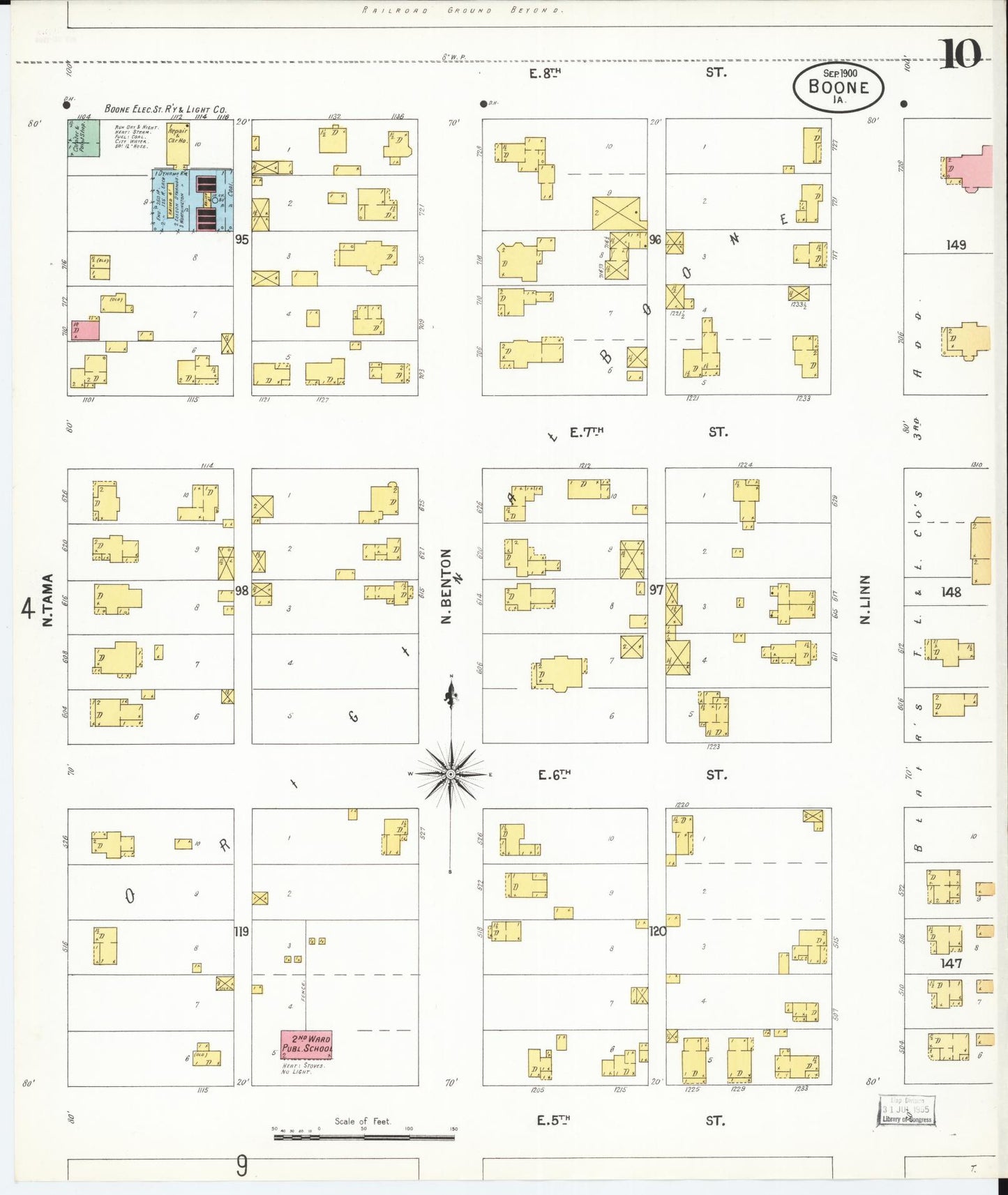 Sanborn Fire Insurance Map from Boone, Boone County, Iowa (1900), Sheet #0010 - Historic Sanborn Fire Insurance Map Print, vintage old map wall art