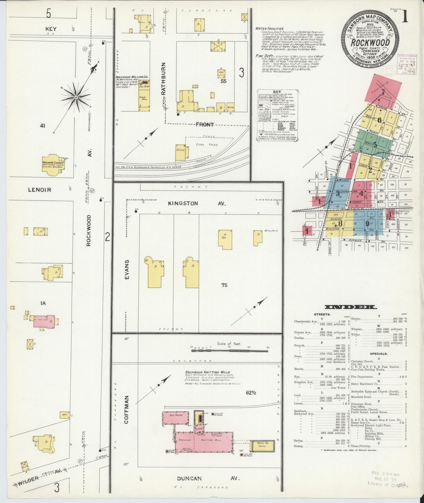Sanborn Fire Insurance Map from Rockwood, Roane County, Tennessee. (1908) – Historic Sanborn Fire Insurance Map Print