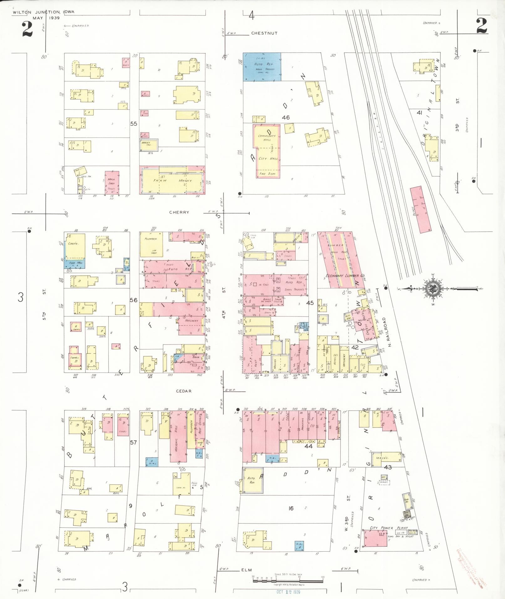 Sanborn Fire Insurance Map from Wilton Junction, Muscatine County, Iowa (1939), Sheet #0002 - Historic Sanborn Fire Insurance Map Print