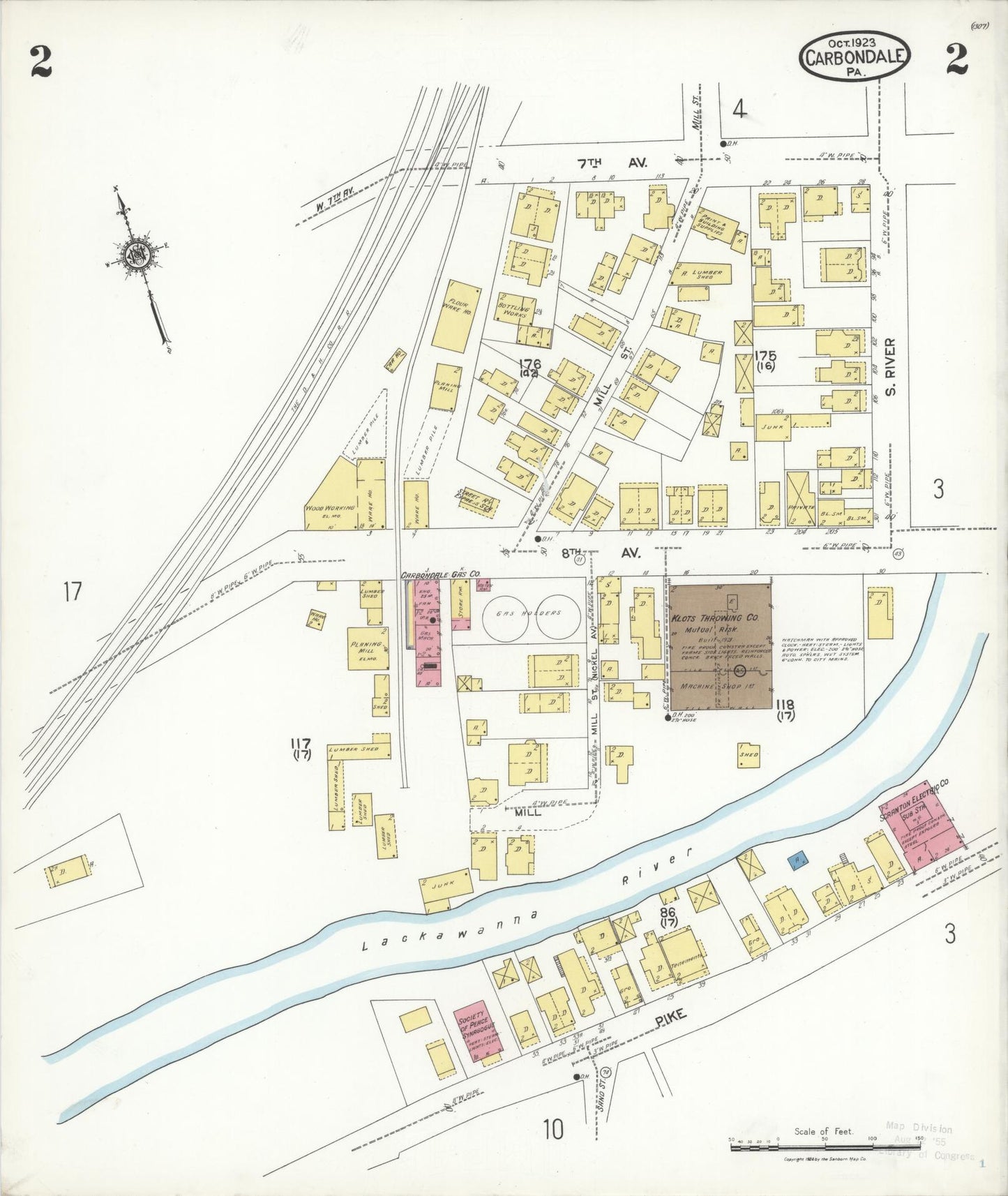 Sanborn Fire Insurance Map from Carbondale, Lackawanna County, Pennsylvania (1923), Sheet #0002 - Historic Sanborn Fire Insurance Map Print, vintage old map wall art, antique decor, genealogy gift, Pennsylvania Pennsylvania map
