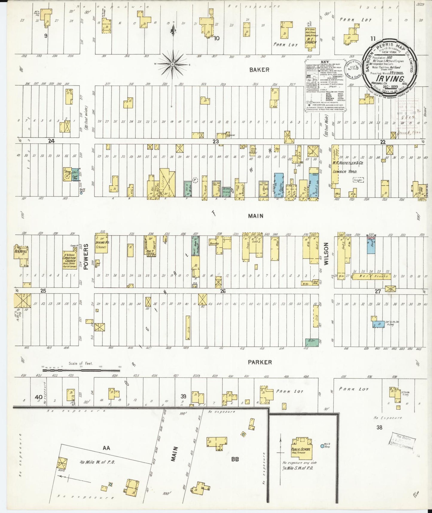 Sanborn Fire Insurance Map from Irving, Marshall County, Kansas (1899), Sheet #0001 - Historic Sanborn Fire Insurance Map Print, vintage old map wall art, antique decor, genealogy gift, Kansas Kansas map