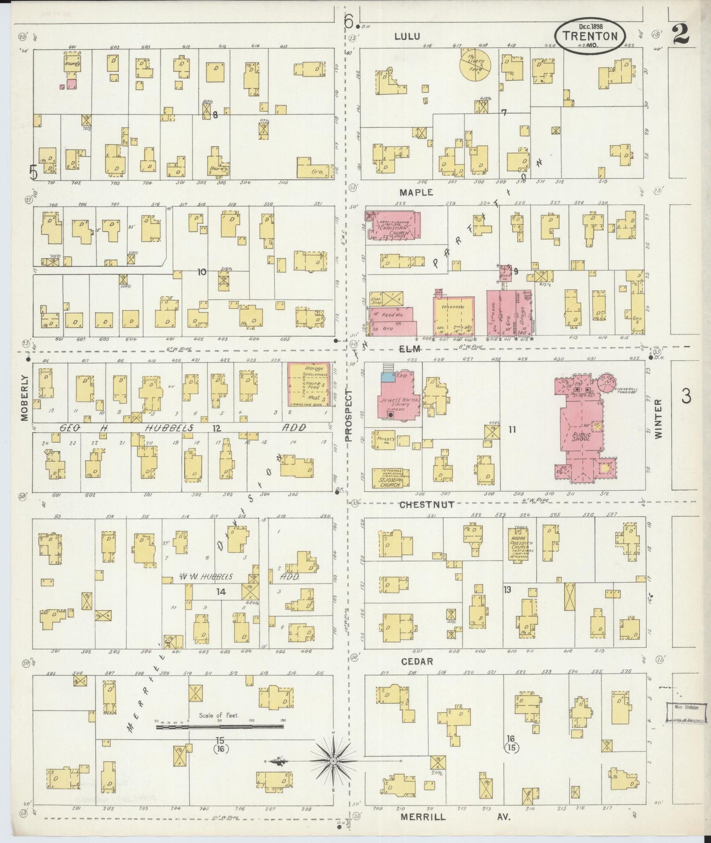 Sanborn Fire Insurance Map from Trenton, Grundy County, Missouri (1898), Sheet #0002 - Historic Sanborn Fire Insurance Map Print, vintage old map wall art, antique decor, genealogy gift, Missouri Missouri map