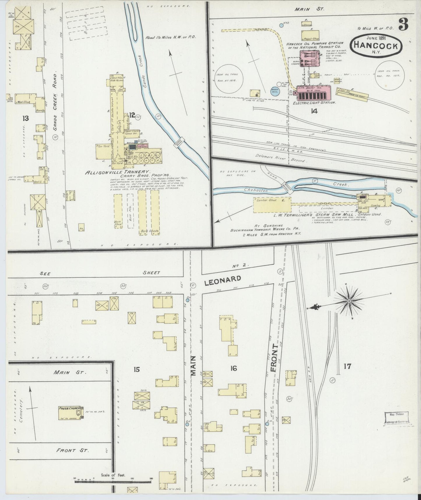 Sanborn Fire Insurance Map from Hancock, Delaware County, New York (1891), Sheet #0003 - Complete Map Set gallery image, historic Sanborn map, vintage wall art, Hancock Delaware