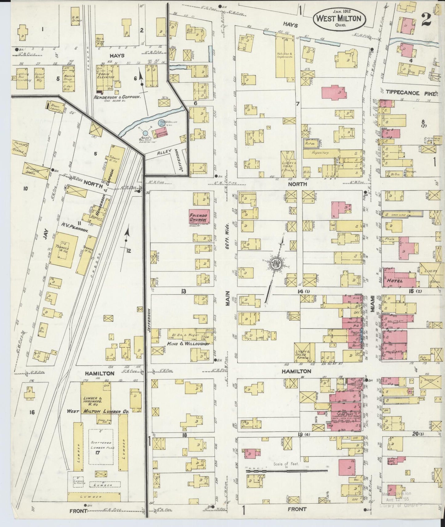 Sanborn Fire Insurance Map from West Milton, Miami County, Ohio (1912), Sheet #0002 - Complete Map Set gallery image, historic Sanborn map, vintage wall art, Ohio Ohio