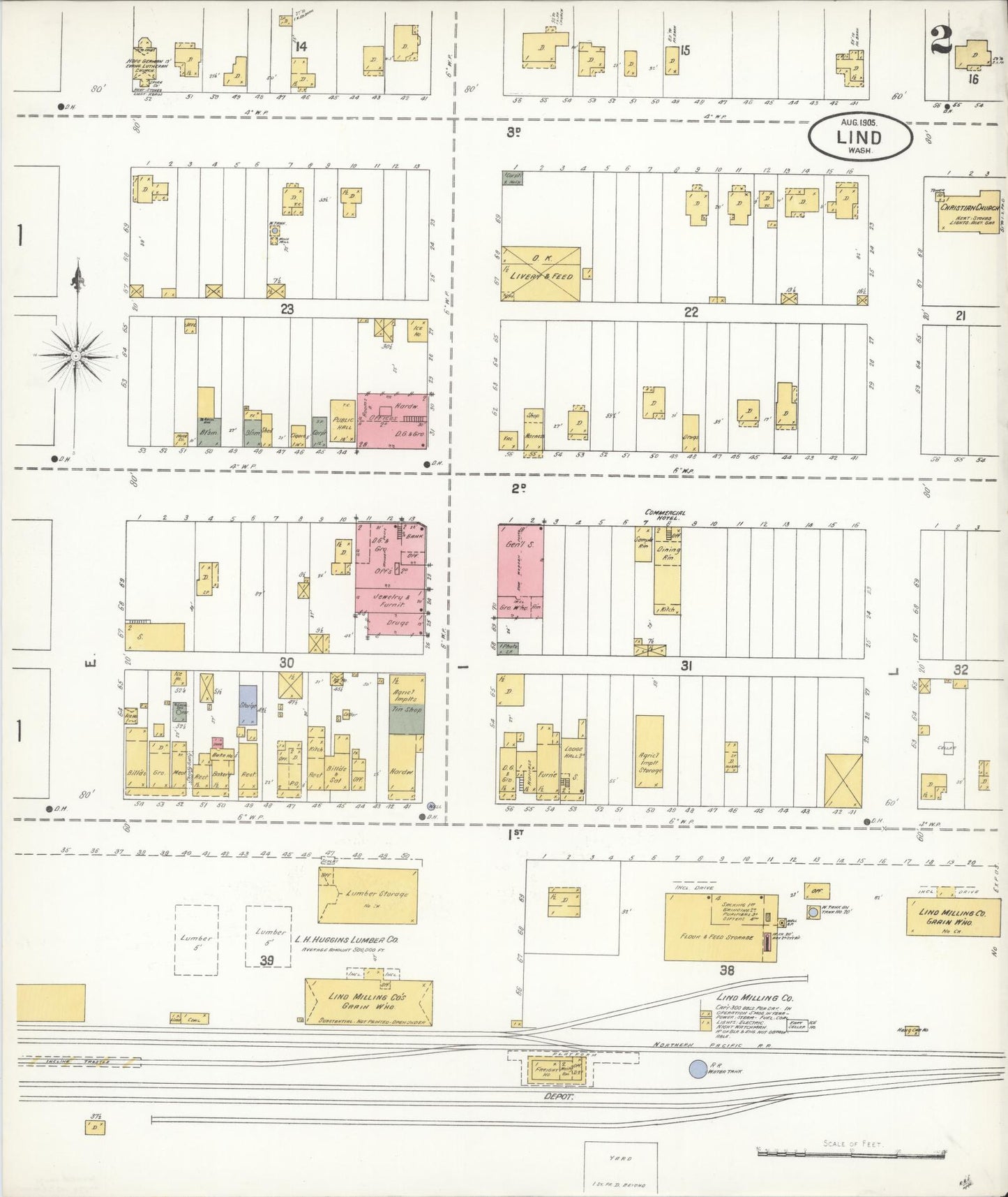 Sanborn Fire Insurance Map from Lind, Adams County, Washington (1905), Sheet #0002 - Historic Sanborn Fire Insurance Map Print, vintage old map wall art, antique decor, genealogy gift, Washington Washington map