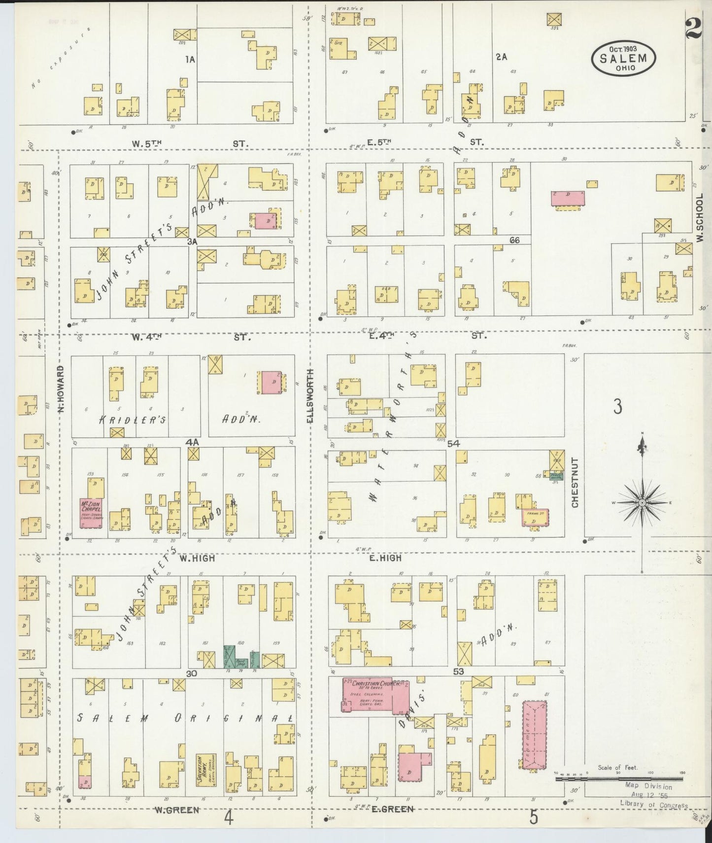 Sanborn Fire Insurance Map from Salem, Columbiana County, Ohio (1903), Sheet #0002 - Historic Sanborn Fire Insurance Map Print, vintage old map wall art, antique decor, genealogy gift, Ohio Ohio map