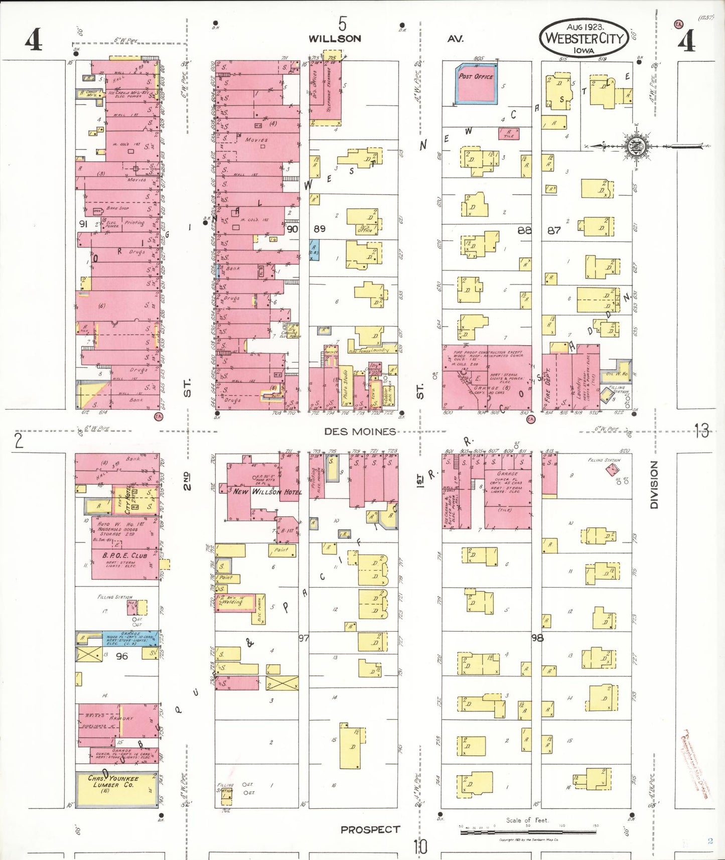 Sanborn Fire Insurance Map from Webster City, Hamilton County, Iowa (1923), Sheet #0004 - Historic Sanborn Fire Insurance Map Print