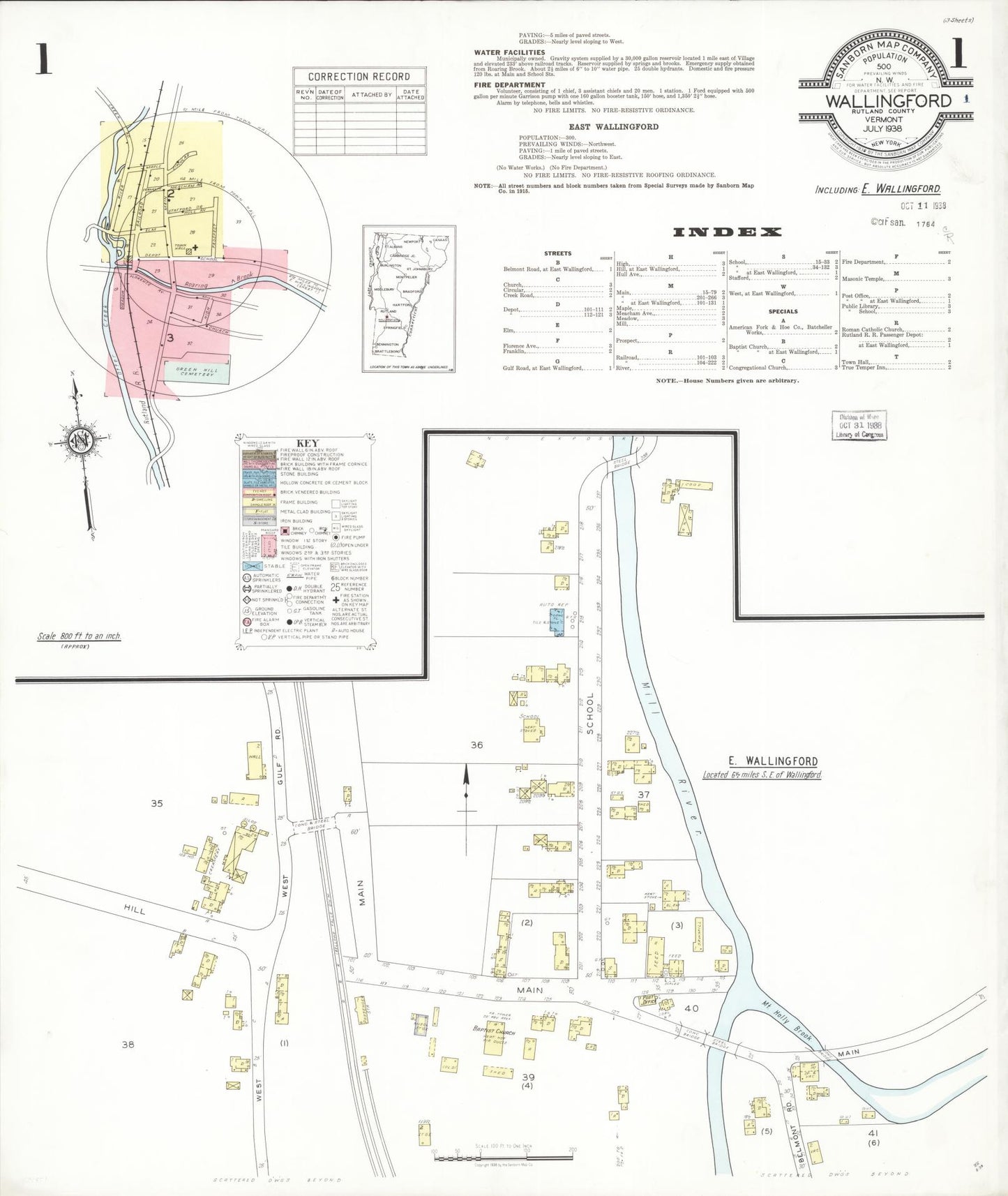 Sanborn Fire Insurance Map from Wallingford, Rutland County, Vermont. (1938) – Historic Sanborn Fire Insurance Map Print