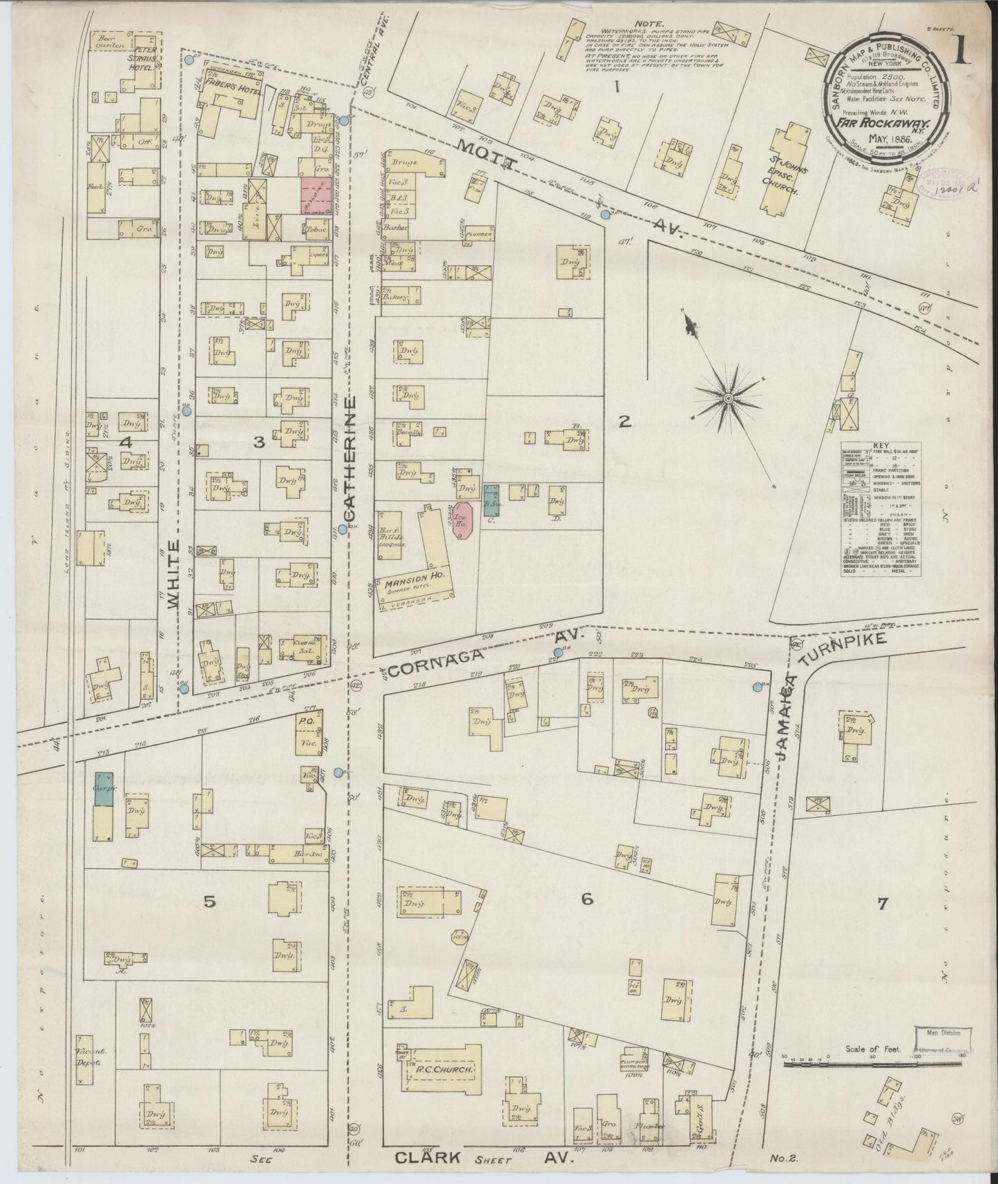 Sanborn Fire Insurance Map from Far Rockaway, Queens County, New York. (1886) – Historic Sanborn Fire Insurance Map Print