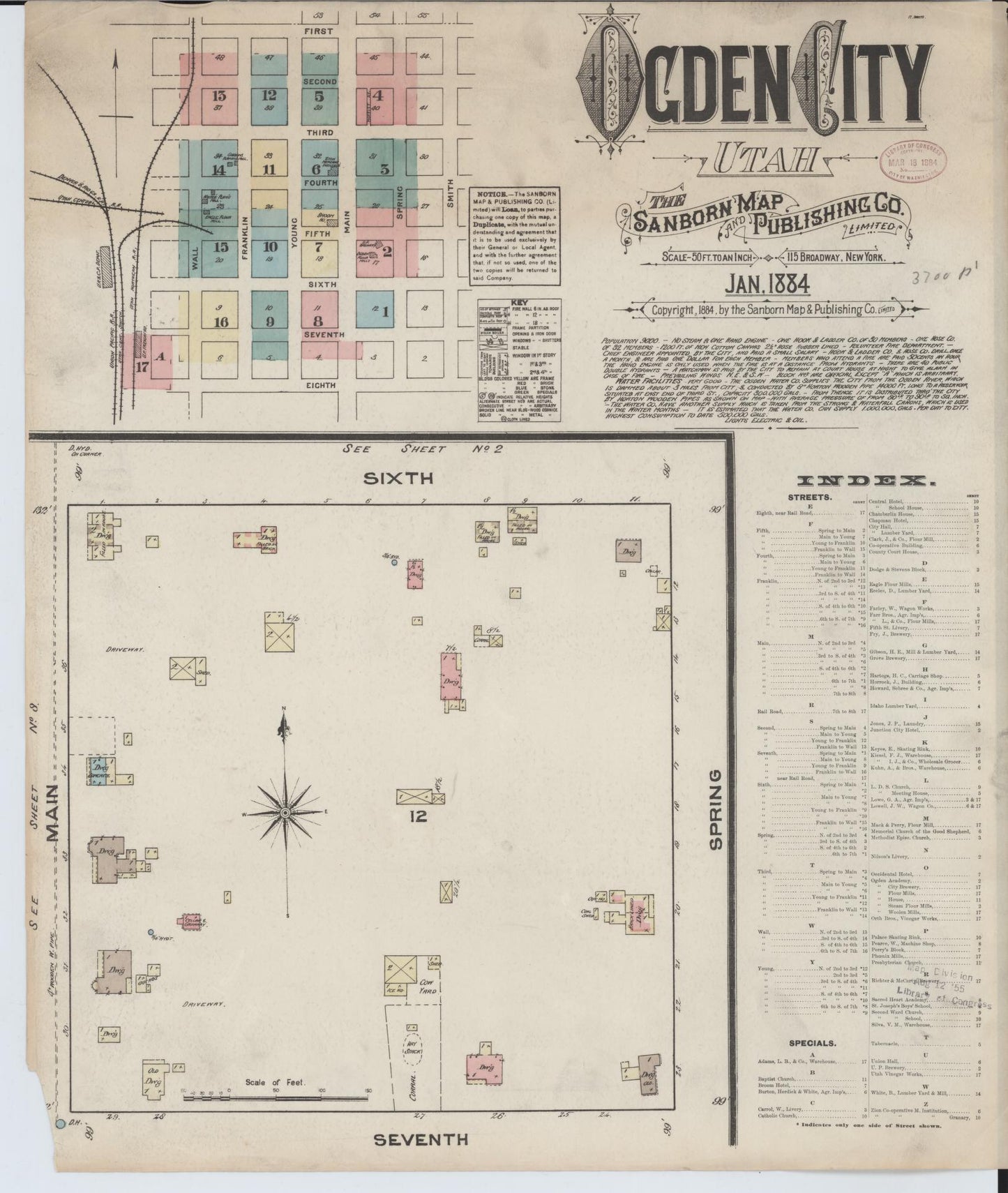 Sanborn Fire Insurance Map from Ogden, Weber County, Utah. (1884) – Historic Sanborn Fire Insurance Map Print