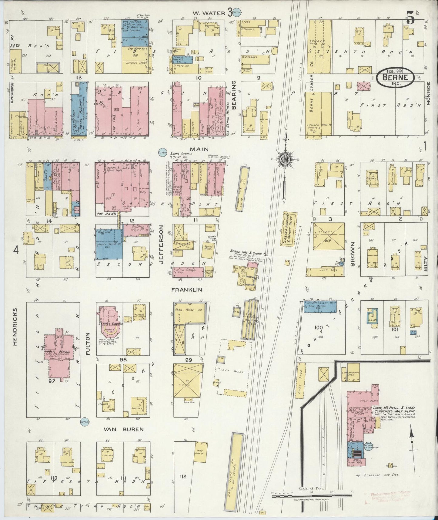 Sanborn Fire Insurance Map from Berne, Adams County, Indiana (1919), Sheet #0005 - Complete Map Set gallery image, historic Sanborn map, vintage wall art, Indiana Indiana