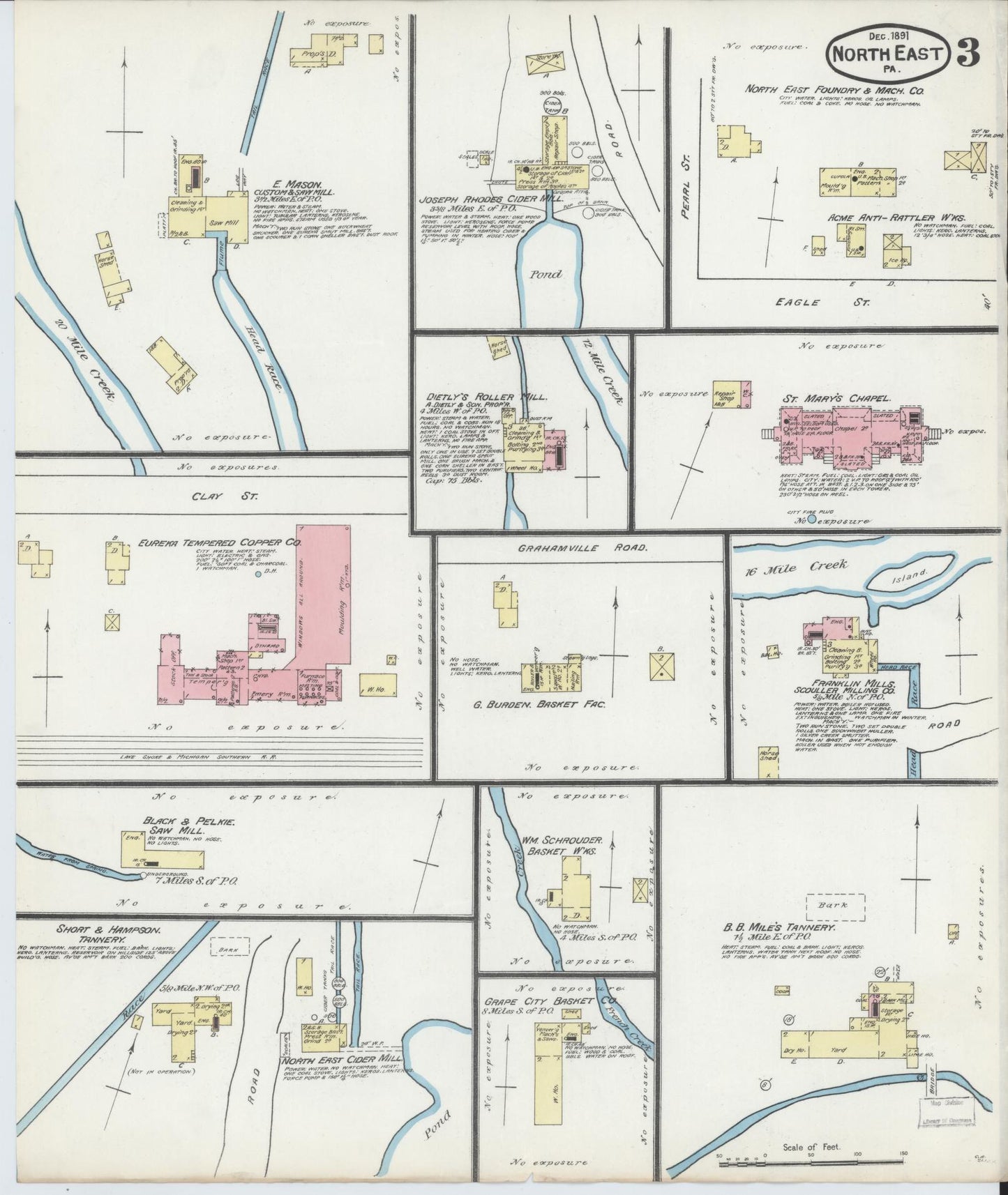 Sanborn Fire Insurance Map from North East, Erie County, Pennsylvania (1891), Sheet #0003 - Complete Map Set gallery image, historic Sanborn map, vintage wall art, Pennsylvania Pennsylvania