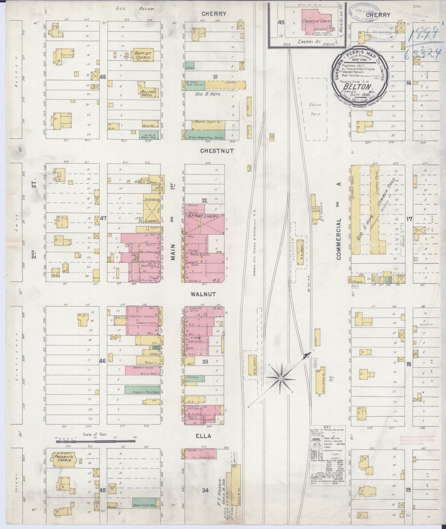 Sanborn Fire Insurance Map from Belton, Cass County, Missouri. (1898) – Historic Sanborn Fire Insurance Map Print