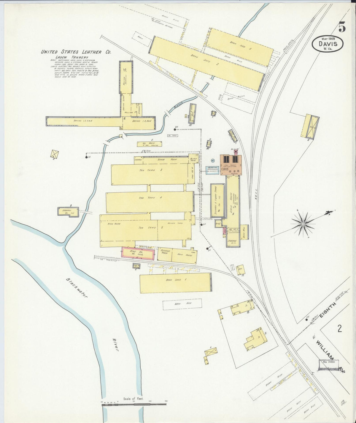 Sanborn Fire Insurance Map from Davis, Tucker County, West Virginia (1909), Sheet #0005 - Historic Sanborn Fire Insurance Map Print, vintage old map wall art, antique decor, genealogy gift, West Virginia West Virginia map